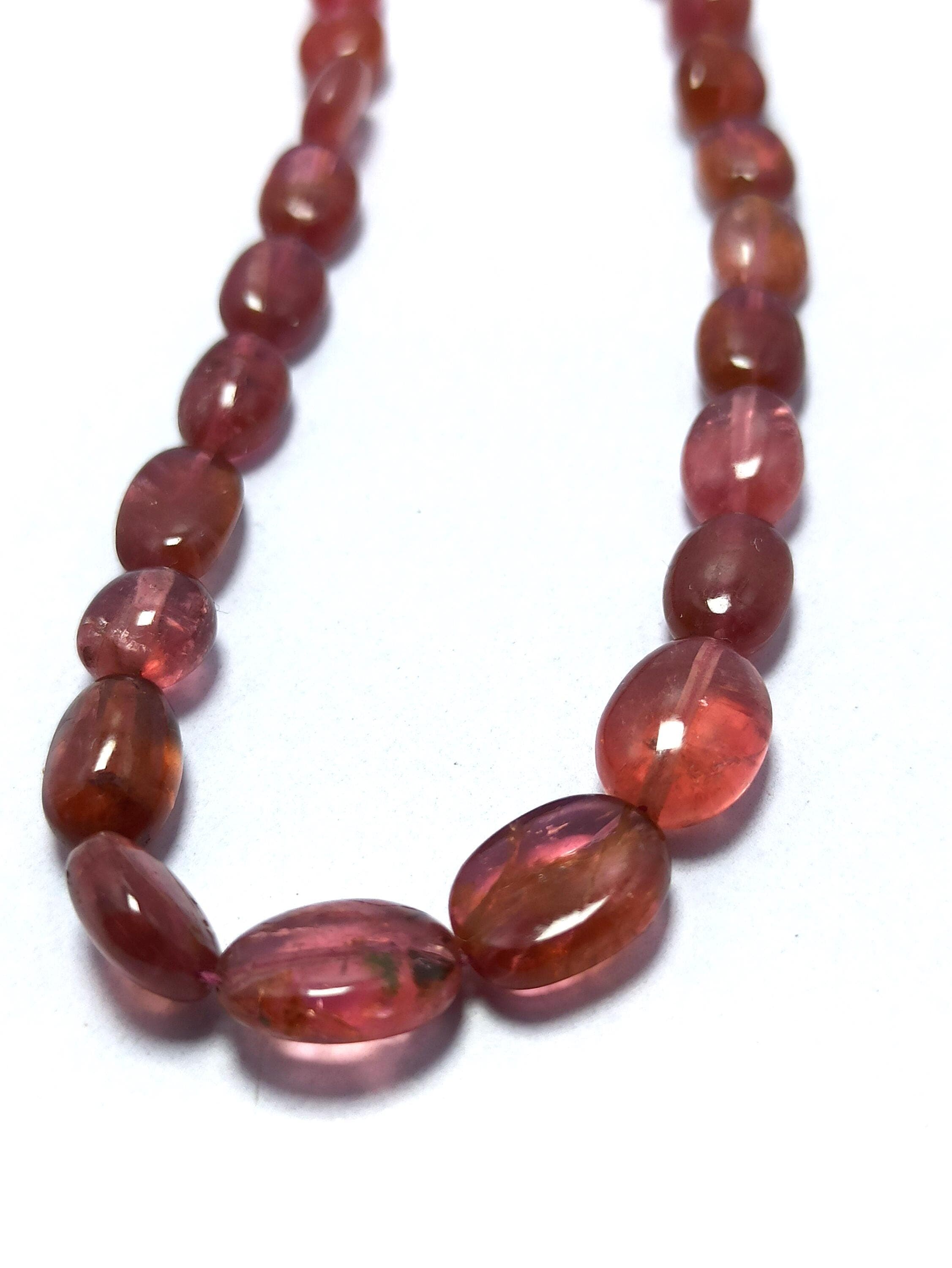 60.50 Carat Pink Tourmaline Beads Grade Oval Smooth Healing Gemstone Strand - image 4