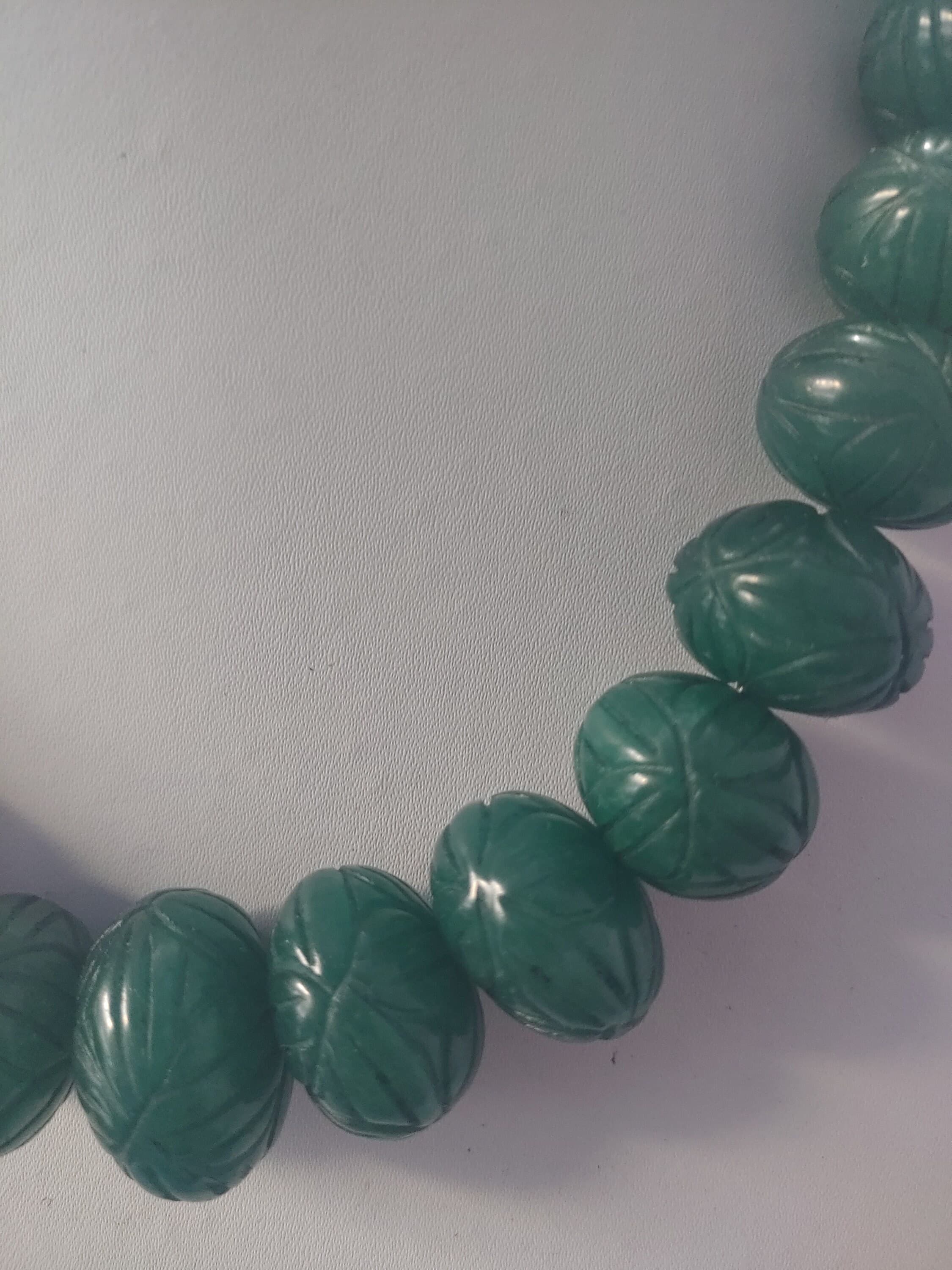 Emerald Beryl Pumpkin Beads Necklace 961ct Natural Gemstones Adjustable Cord Fine Quality Jewelry - image 4