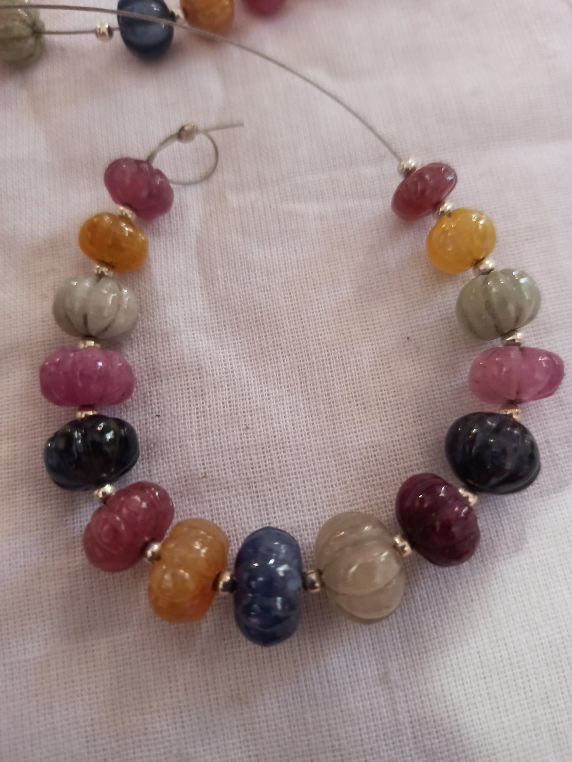 Natural Multi Sapphire Pumpkin Beads 8–11mm AAA Quality Gemstone Necklace & Bracelet Jewelry Design - image 4