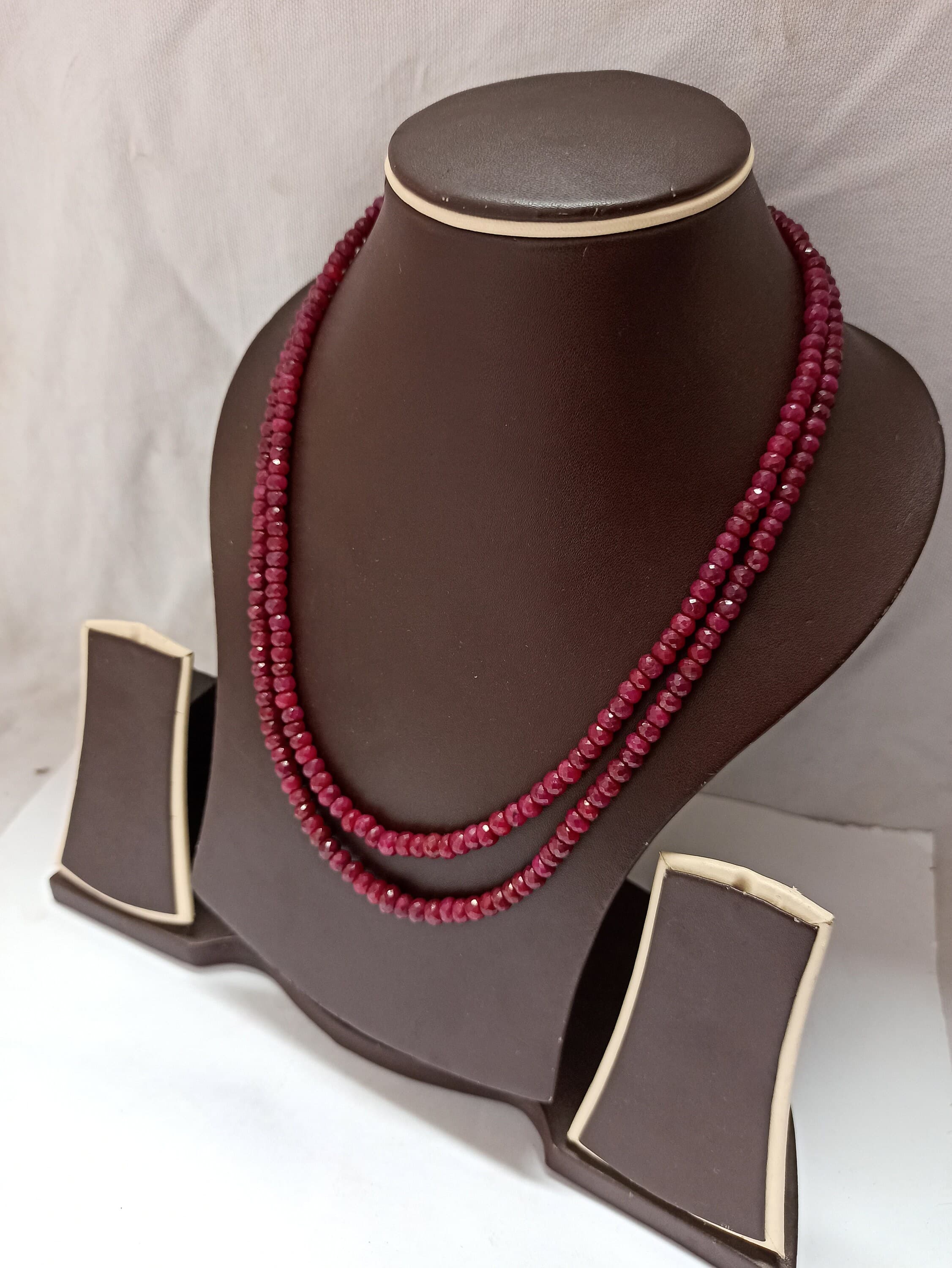 Natural Ruby Corundum Necklace – Diamond Cut Rondelle Beads, 20" Strand, AAA Purity - image 4