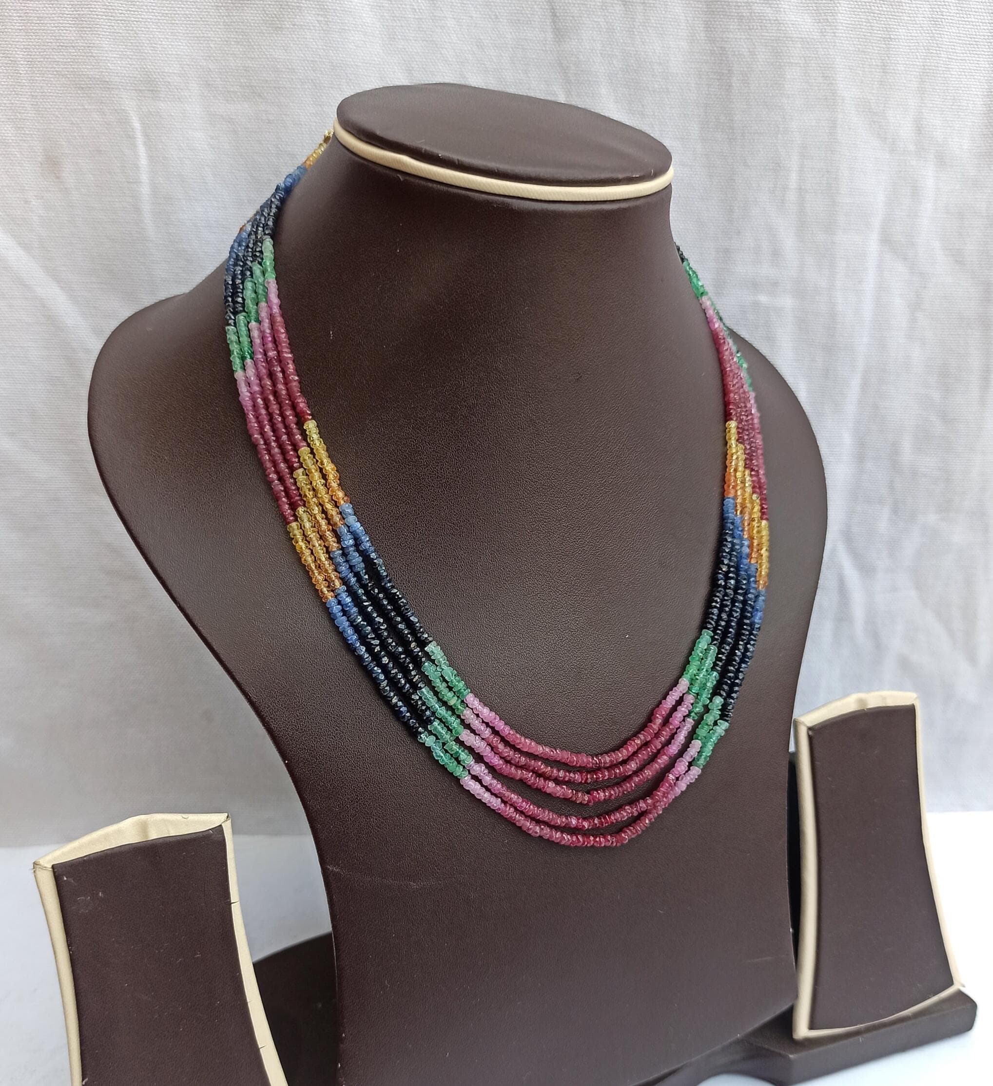 Multi Sapphire Gemstone Necklace: 462.20 Carat Faceted Rondelle Beads - image 3