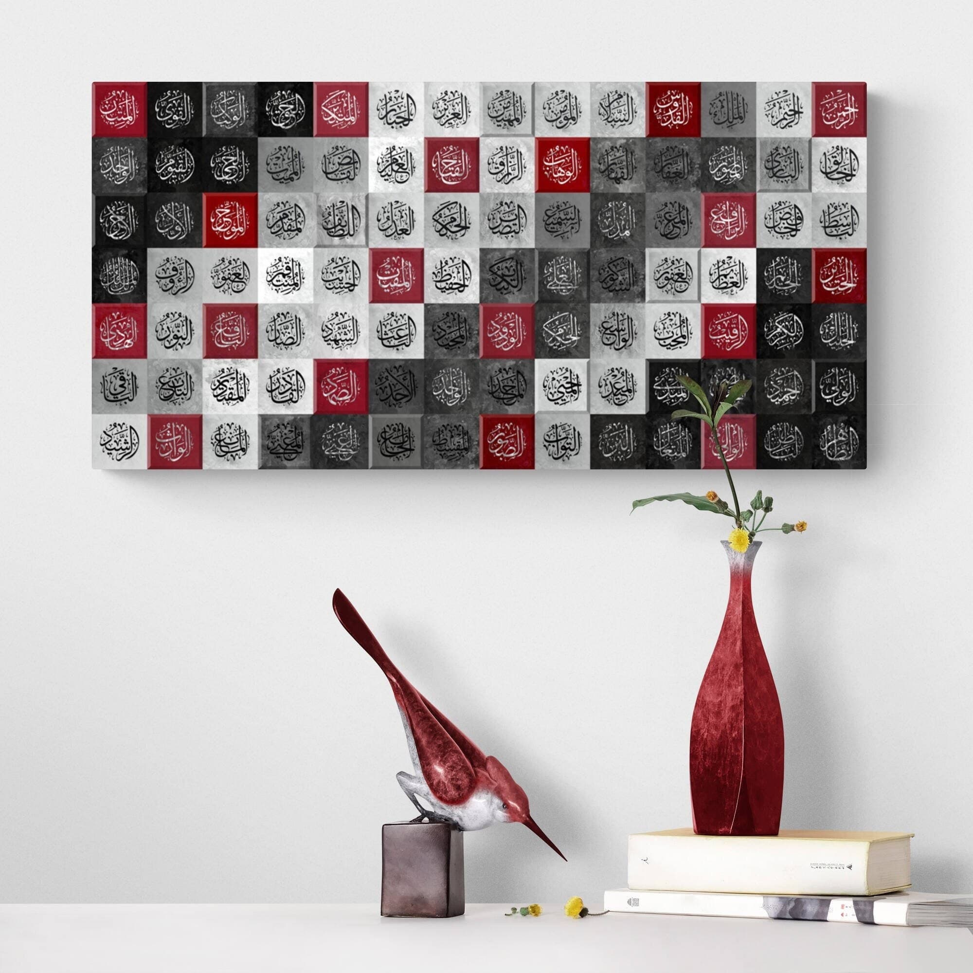 ISLAMIC HOME DECOR Modern-Asmaul Husna | 99 Names of Allah in Thuluth Calligraphy | Canvas Print
