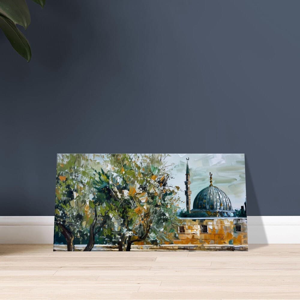 Vibrant wall art of Al Masjid Al Aqsa, a sacred symbol of faith and resilience in Palestine.