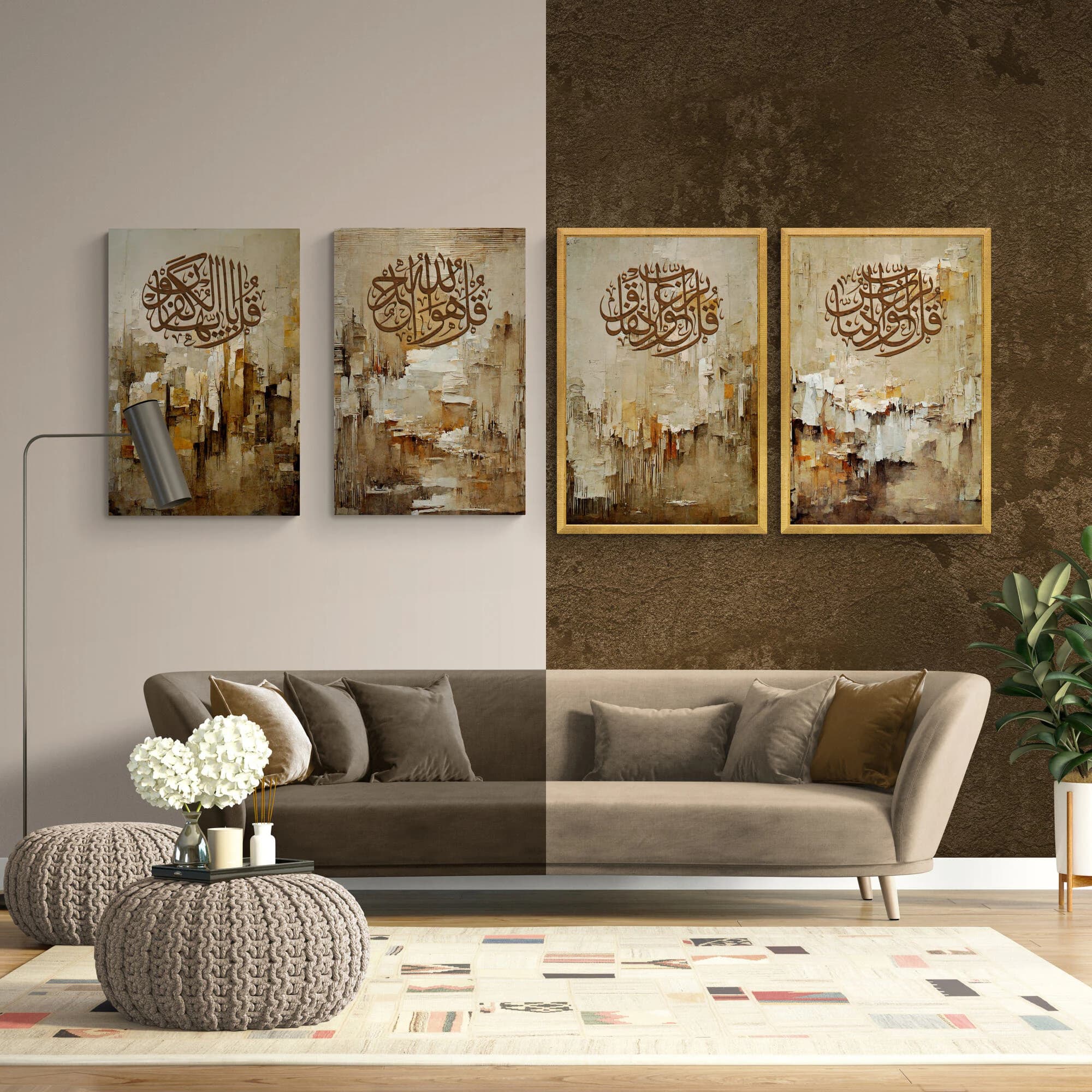 4 Quls-Nas-Falaq-Ikhlas-Kafirun-Modern Islamic Wall Art-Thuluth-Giclée Fine Art Print