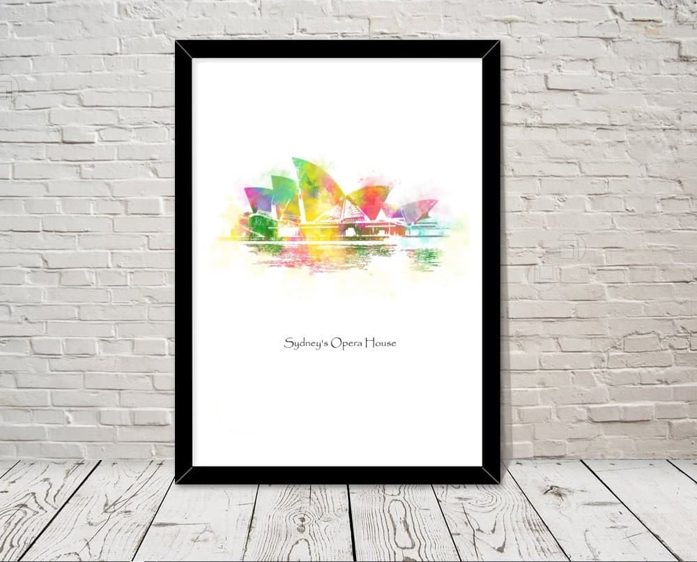 Australia Print Sydneys Opera House Watercolour illustration Wall Art Home Decor Travel Poster Art Minimalist Art Historical Landmarks