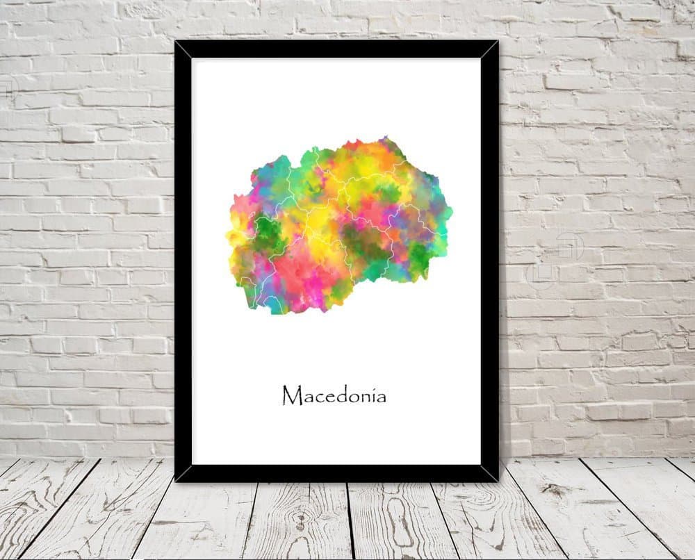 Macedonia Art Watercolour illustration Map Abstract Art print Wall Art Home Decor Giclee Print Office Wall Art Living Room Art Map Decor
