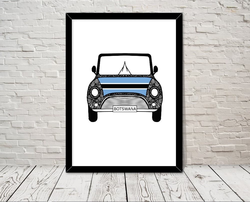 Custom Reg with Botswana Flag on Car bonet Art print Gift Wall Art Home Decor Giclee Print Office Wall Art Living Room Art Home Decor - image 3