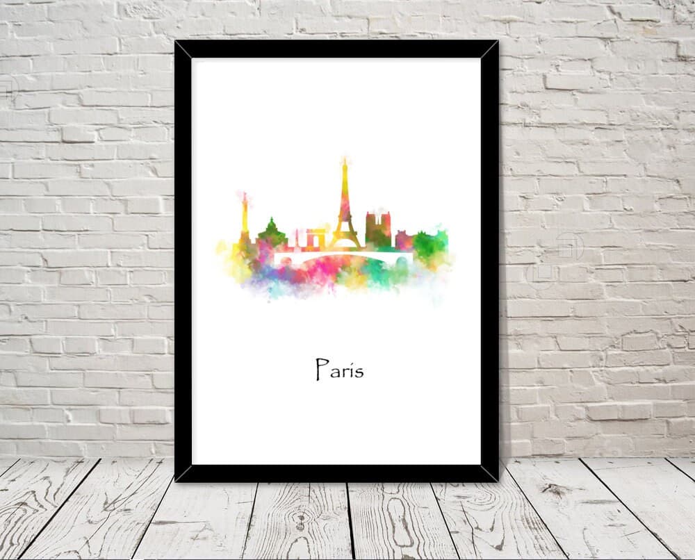 France Print Paris Skyline Watercolour illustration Wall Art Home Decor Travel Poster Art Minimalist Art Historical Landmarks Attractions
