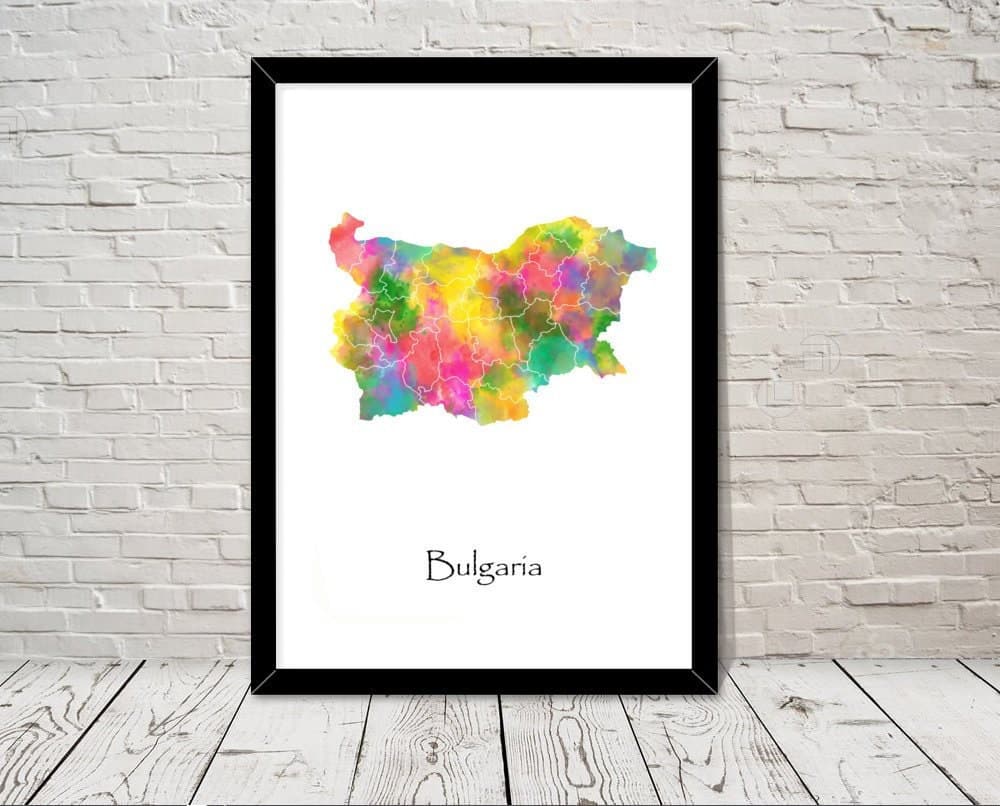 Bulgaria Print Watercolour illustration Map Bulgaria Map Art Map Abstract Art Home Decor Giclee Print Office Wall Art Room Art Map Decor