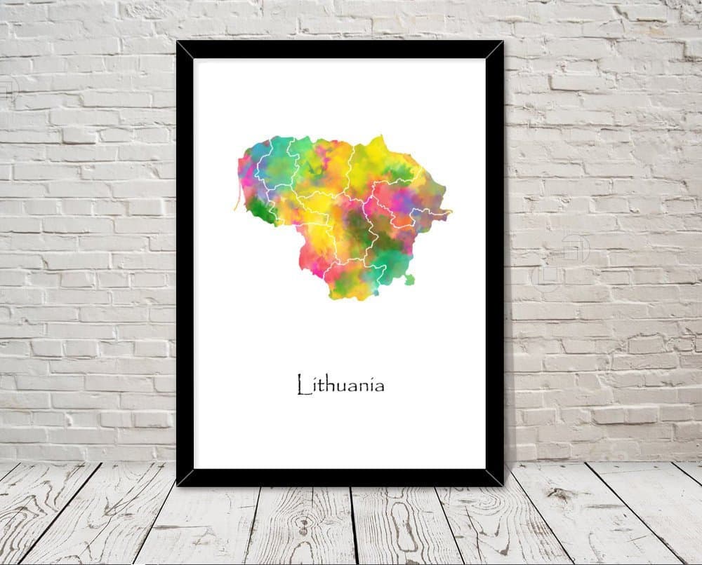 Lithuania Art Watercolour illustration Map Abstract Art print Wall Art Home Decor Giclee Print Office Wall Art Living Room Art Map Decor