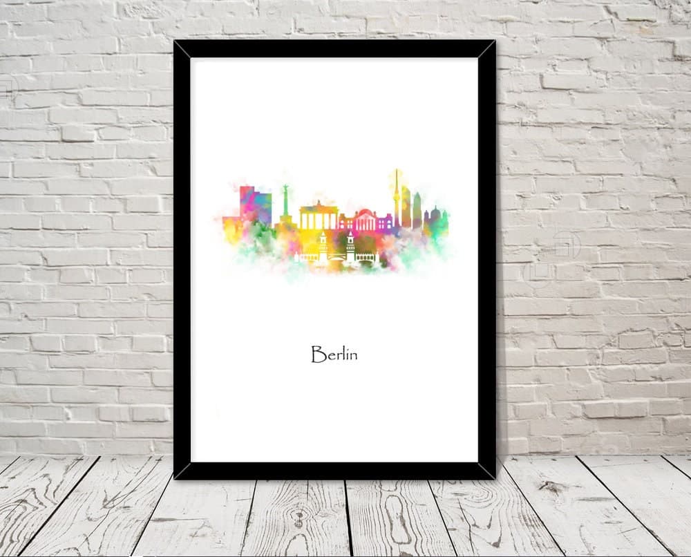 Germany Print Berlin Skyline Watercolour illustration Wall Art Home Decor Travel Poster Art Minimalist Art Historical Landmarks Attractions
