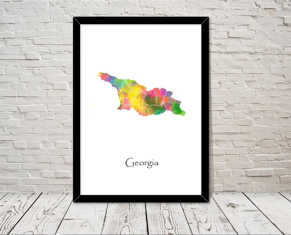 Georgia Print Watercolour illustration Map Georgia Map Art Map Abstract Art Home Decor Giclee Print Office Wall Art Room Art Map Decor