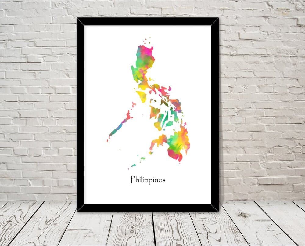 Philippines Art Watercolour illustration Map Abstract Art print Wall Art Home Decor Giclee Print Office Wall Art Living Room Art Map Decor