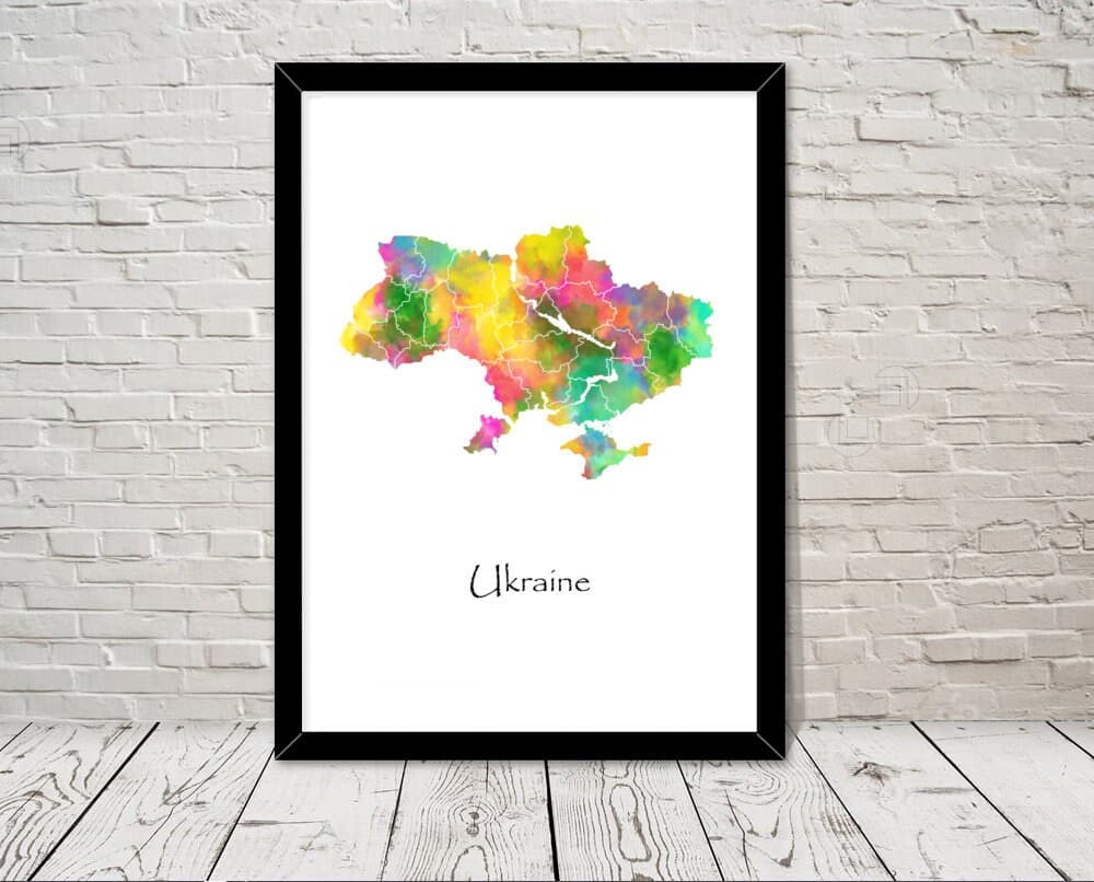 Ukraine Art Watercolour illustration Map Abstract Art print Wall Art Home Decor Giclee Print Office Wall Art Living Room Art Map Decor