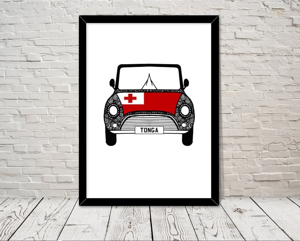 Custom Reg with Tonga Flag on Car bonet Art print Wall Art Gifts Home prints Giclee Print Office Wall Art Living Room Art Home Decor - image 3