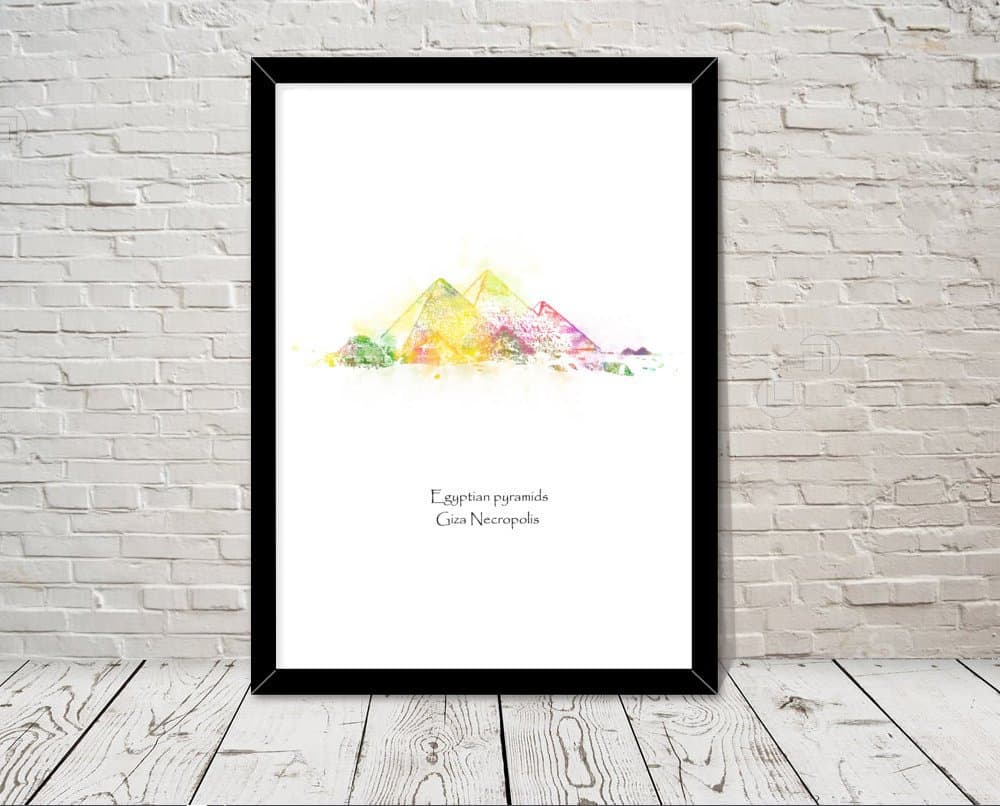 Egypt Print Egyptian pyramid Watercolour illustration Wall Art Home Decor Travel Poster Art Minimalist Art Historical Landmarks Attractions