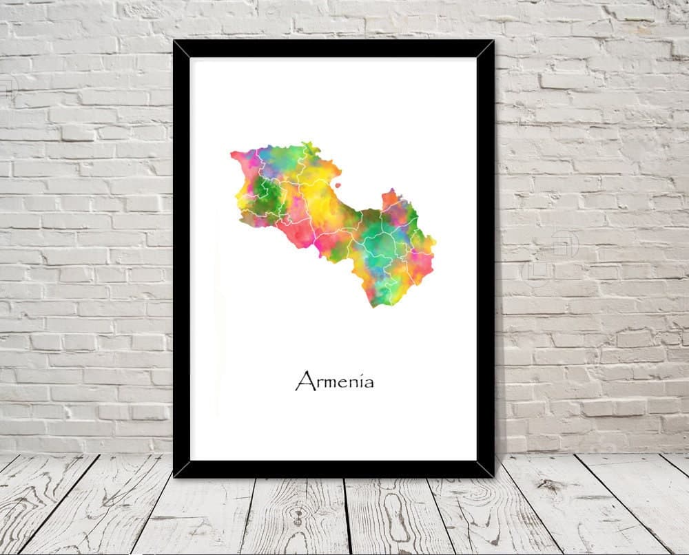 Armenia Print Watercolour illustration Map Armenia Map Art Map Abstract Art Home Decor Giclee Print Office Wall Art Room Art Map Decor