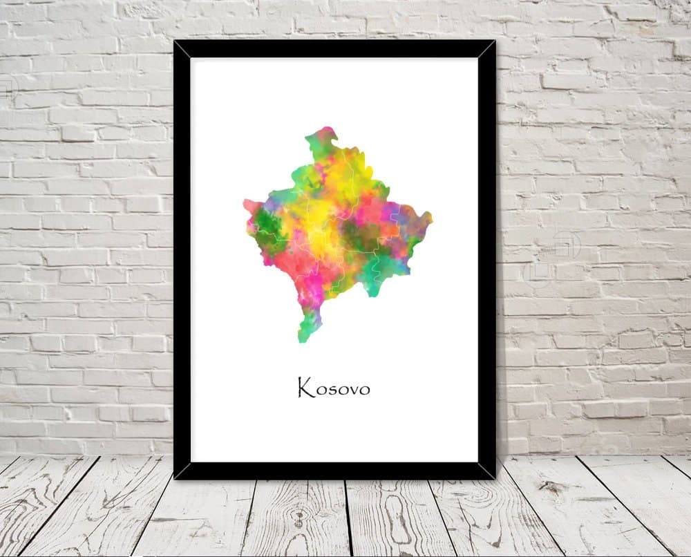 Kosovo Art Watercolour illustration Map Abstract Art print Wall Art Home Decor Giclee Print Office Wall Art Living Room Art Map Decor