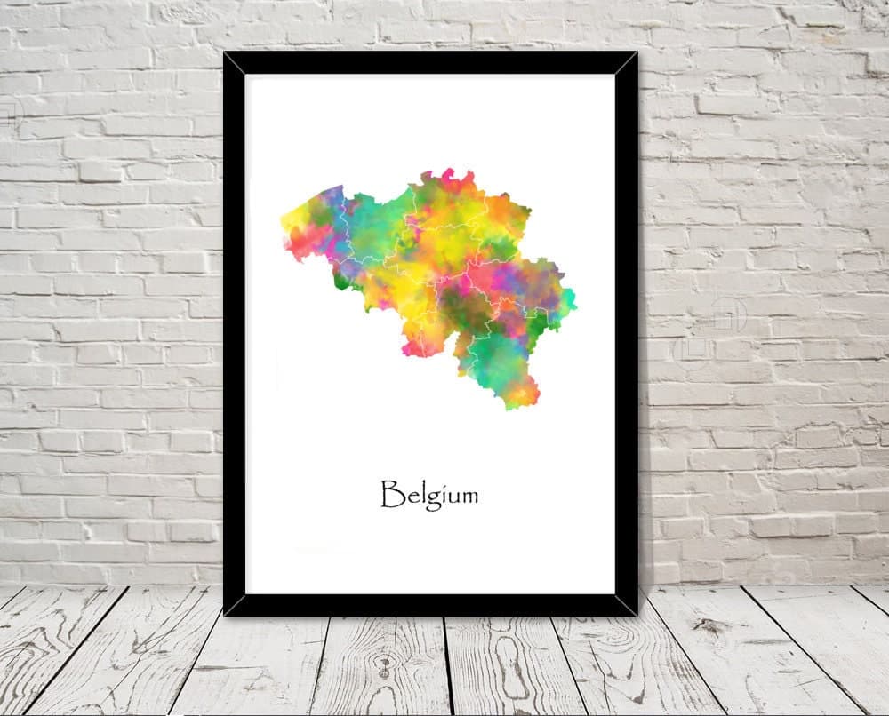 Belgium Print Watercolour illustration Map Belgium Map Art Map Abstract Art Home Decor Giclee Print Office Wall Art Room Art Map Decor