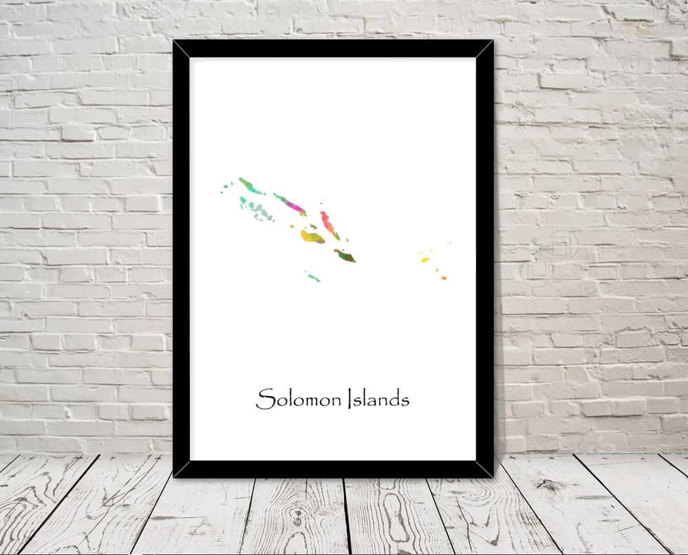 Solomon islands Art Watercolour illustration Map Abstract Art print Wall Art Home Decor Giclee Print Office Wall Art Living Room Art Map