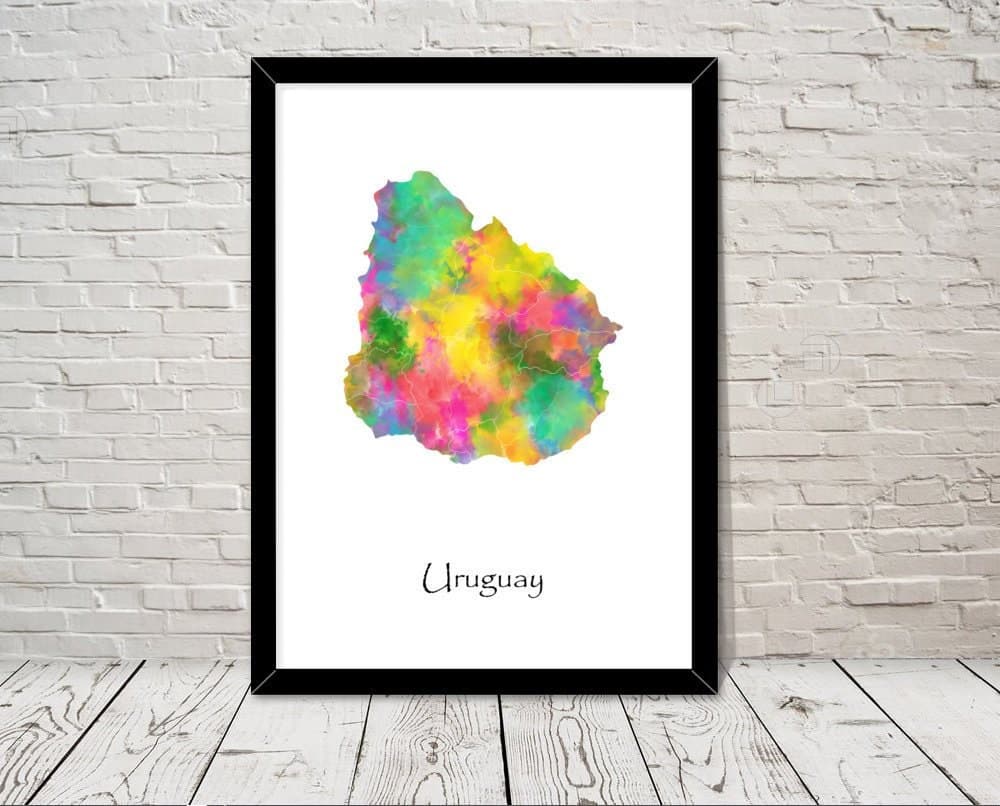 Uruguay Art Watercolour illustration Map Abstract Art print Wall Art Home Decor Giclee Print Office Wall Art Living Room Art Map Decor
