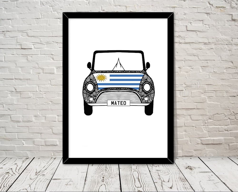 Custom Reg with URUGUAY Flag on Car bonet Art print Gift Wall Art Home Decor Giclee Print Office Wall Art Living Room Art Home Decor - image 3