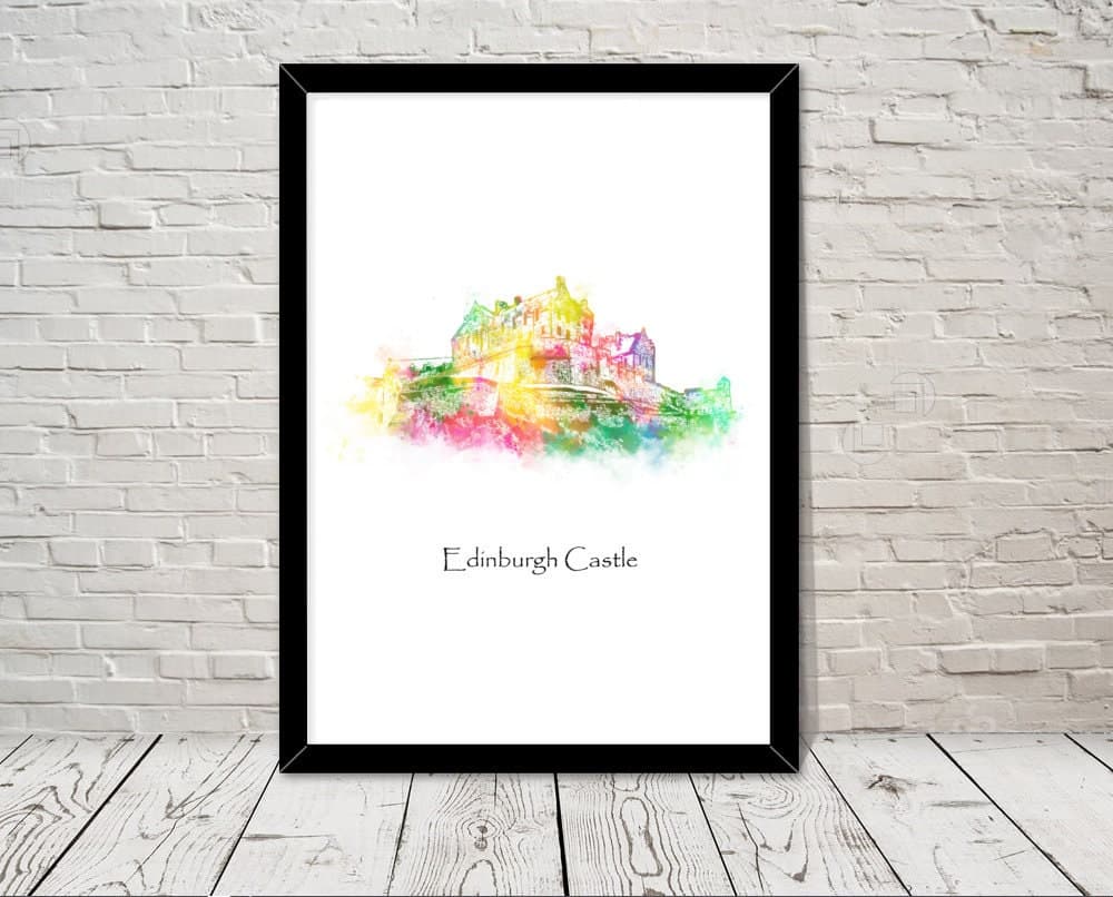 UK Landmarks edinburgh castle Watercolour illustration Print World Landmarks Attractions Famous Landmark Travel Poster historical sites