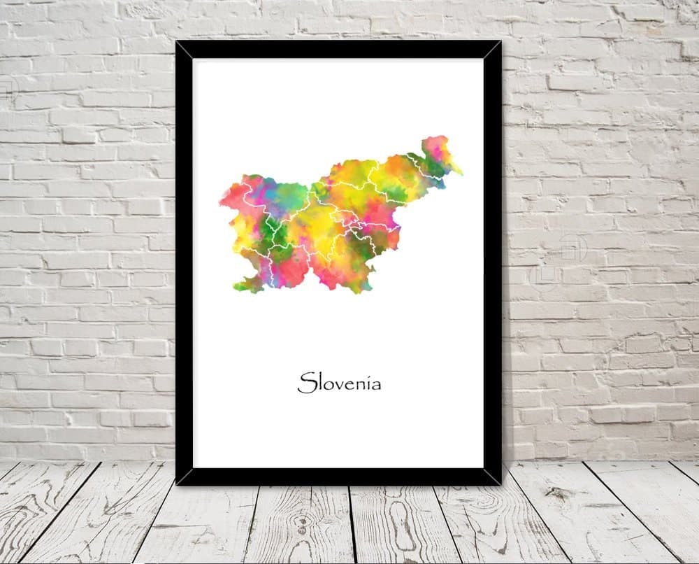 Slovenia Art Watercolour illustration Map Abstract Art print Wall Art Home Decor Giclee Print Office Wall Art Living Room Art Map Decor