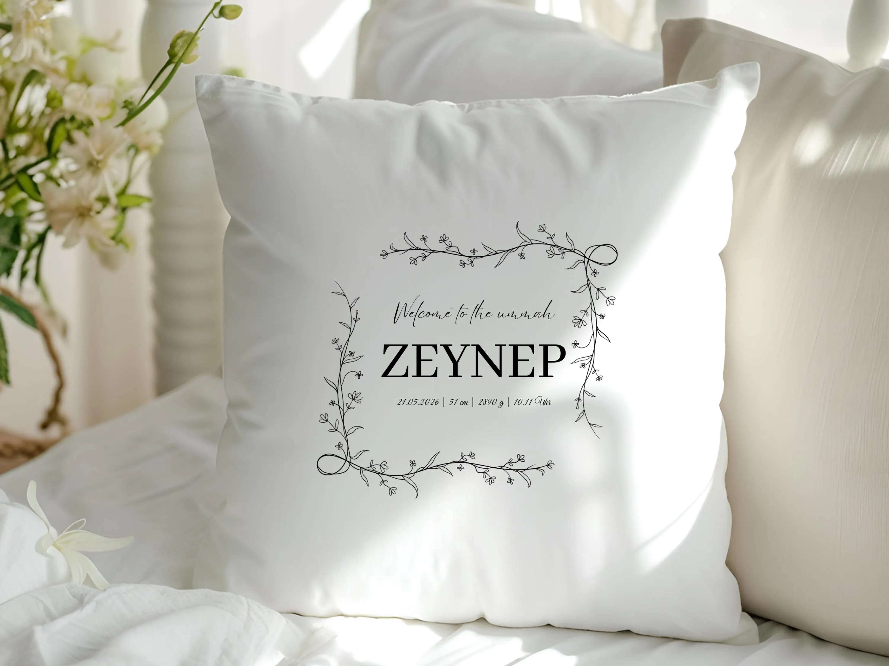 Personalisiertes Kissen zur Geburt, Islamisches Geschenk für Junge, Geschenk für muslimisches Kind, Geburtsgeschenk Muslim, Islamische Deko - image 4