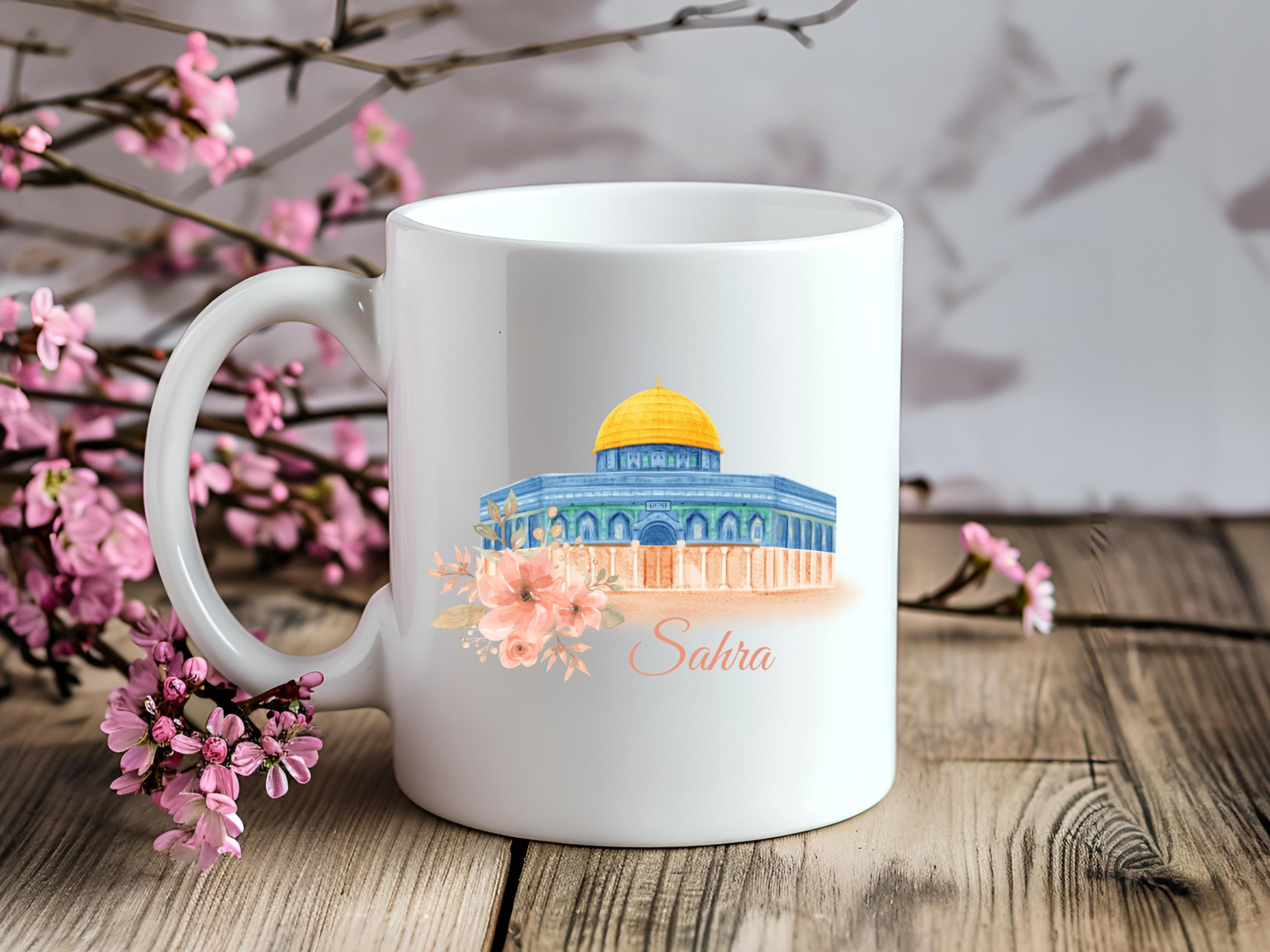 Palästina Tasse mit Name, Personalisierte Tasse für Muslime, Islamisches Geschenk, Umzugsgeschenk muslimische Freundin, Al Aqsa Tasse - image 2