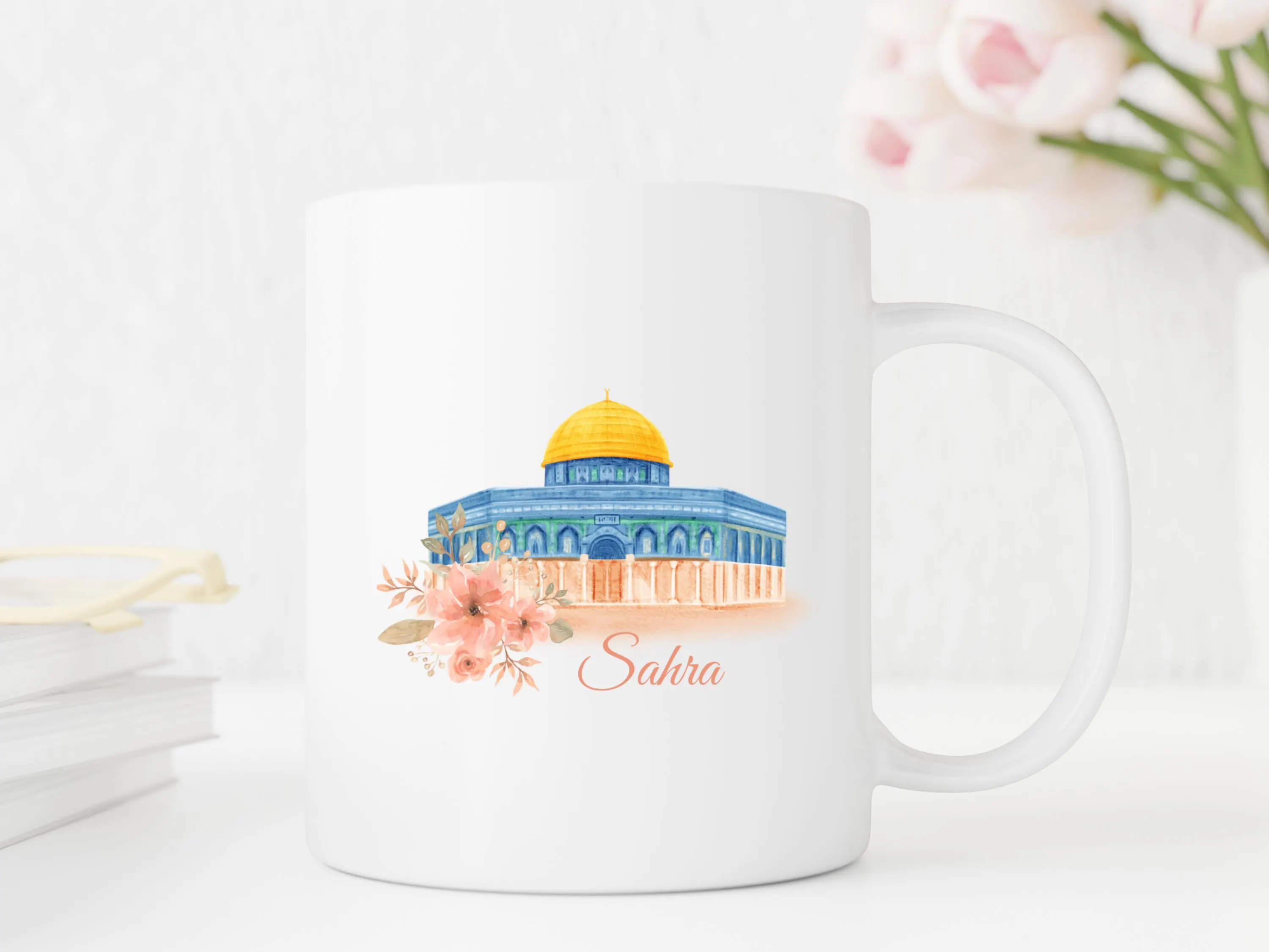 Palästina Tasse mit Name, Personalisierte Tasse für Muslime, Islamisches Geschenk, Umzugsgeschenk muslimische Freundin, Al Aqsa Tasse