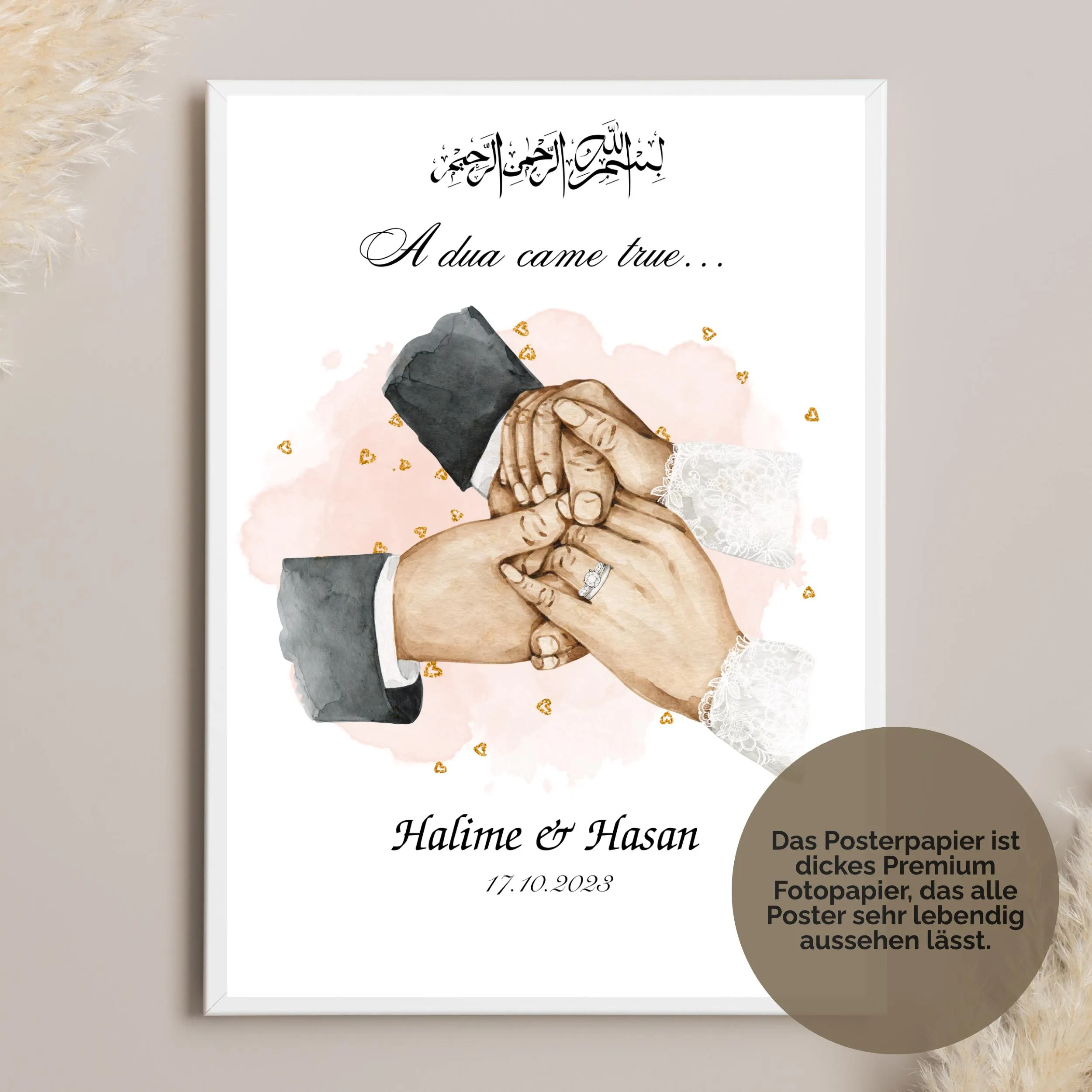 Islamisches Wandbild für Paare, Personalisiertes Hochzeitsgeschenk für muslimisches Paar, Personalisiertes Poster Paare, Geschenk für Frau - image 5