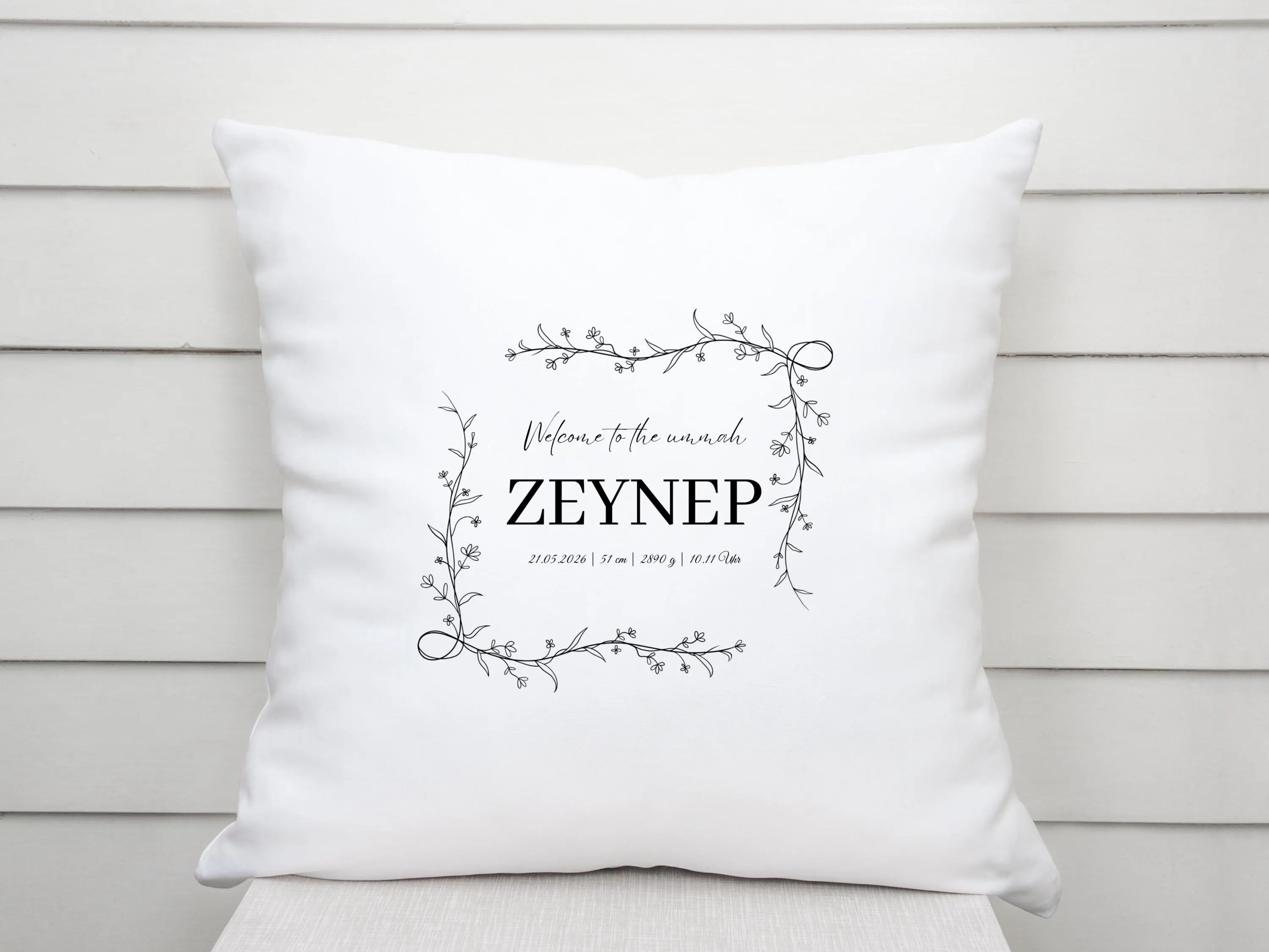 Personalisiertes Kissen zur Geburt, Islamisches Geschenk für Junge, Geschenk für muslimisches Kind, Geburtsgeschenk Muslim, Islamische Deko - image 3