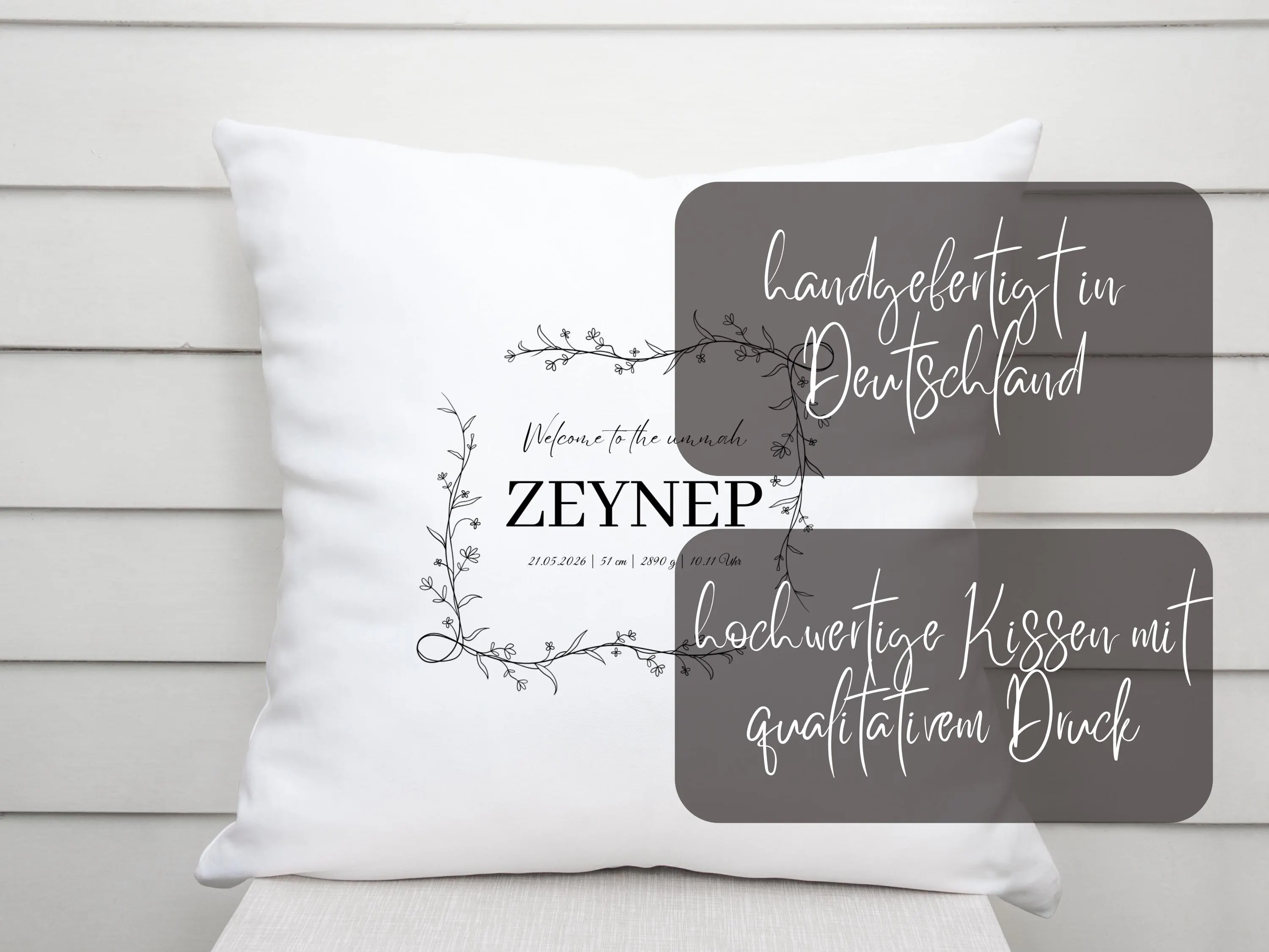 Personalisiertes Kissen zur Geburt, Islamisches Geschenk für Junge, Geschenk für muslimisches Kind, Geburtsgeschenk Muslim, Islamische Deko - image 5