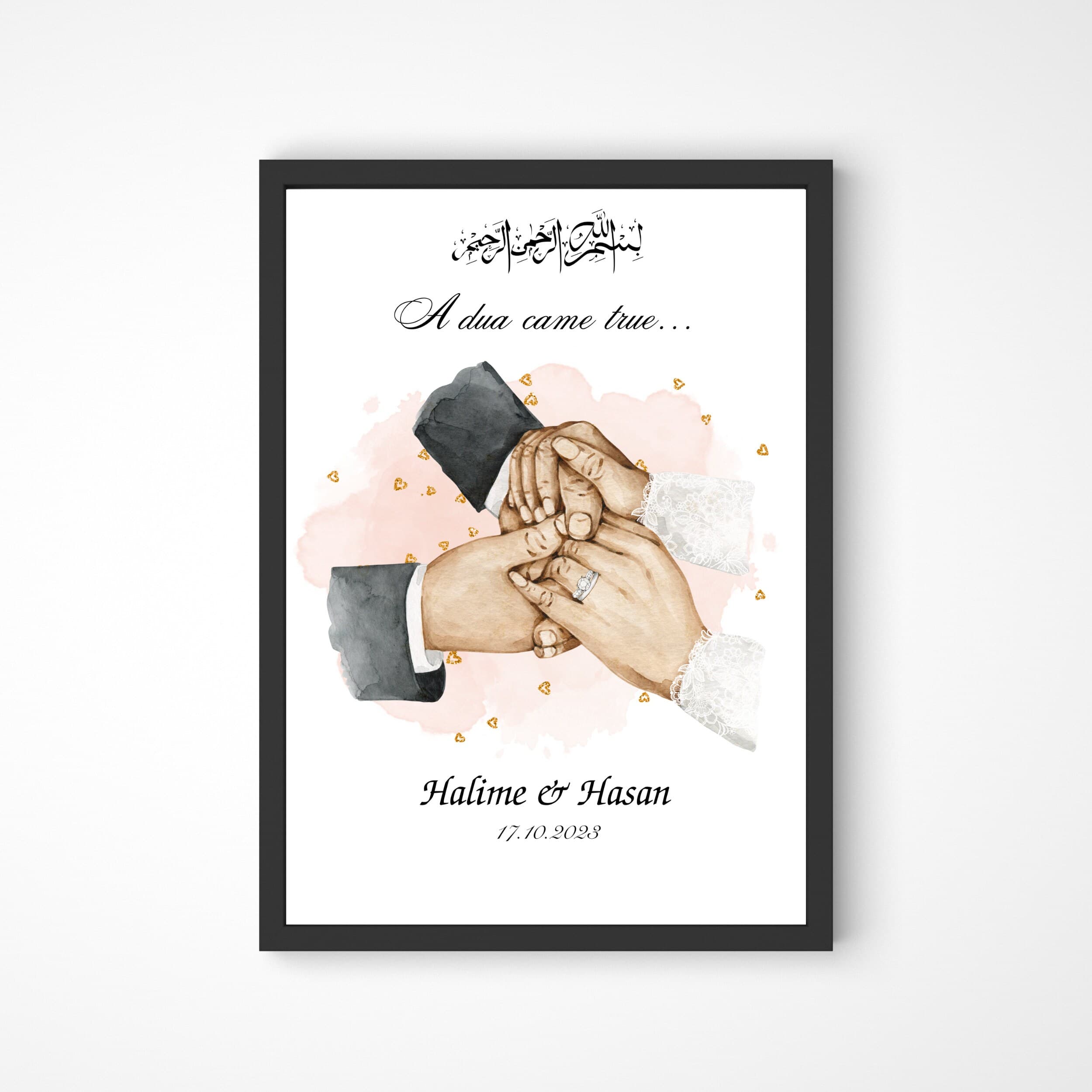 Islamisches Wandbild für Paare, Personalisiertes Hochzeitsgeschenk für muslimisches Paar, Personalisiertes Poster Paare, Geschenk für Frau - image 3