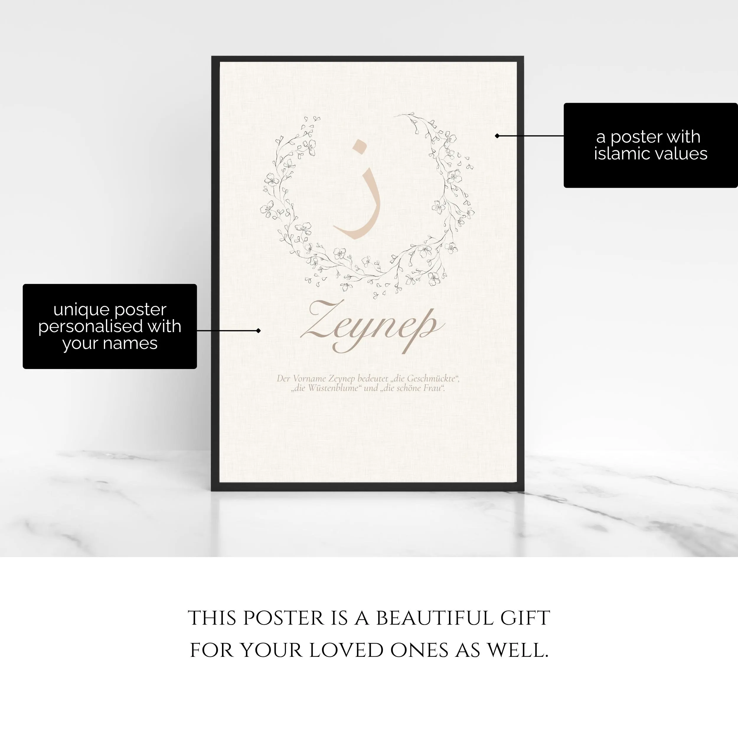 Islamisches Geschenk Baby, Geburtsposter für Mädchen, Personalisiertes Poster für Babyzimmer, Islamisches Poster, Geschenk Muslim - image 5