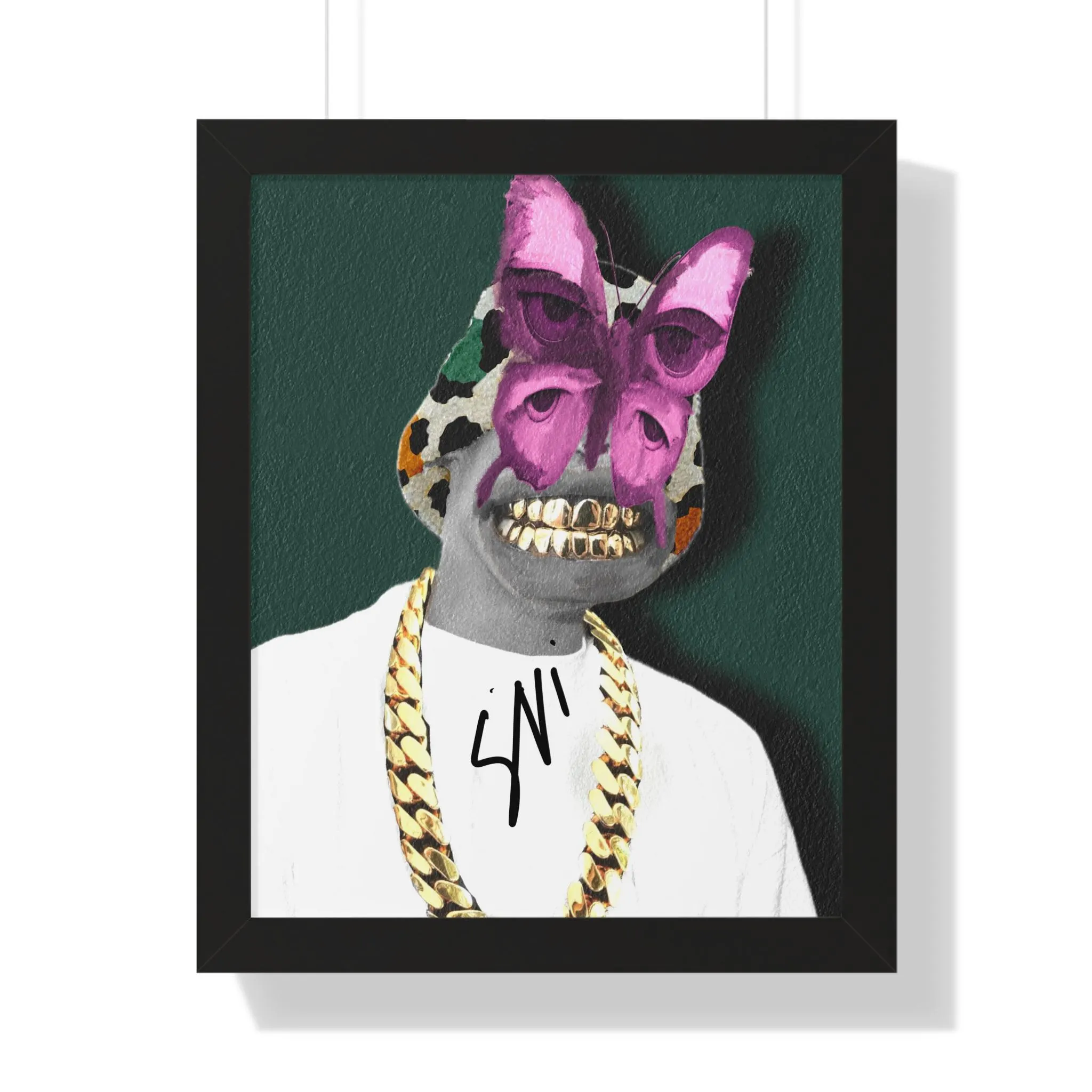 Butter & fly | Butterfly Mask Portrait Framed Vertical Poster | Pop Surreal Collage Art - image 3