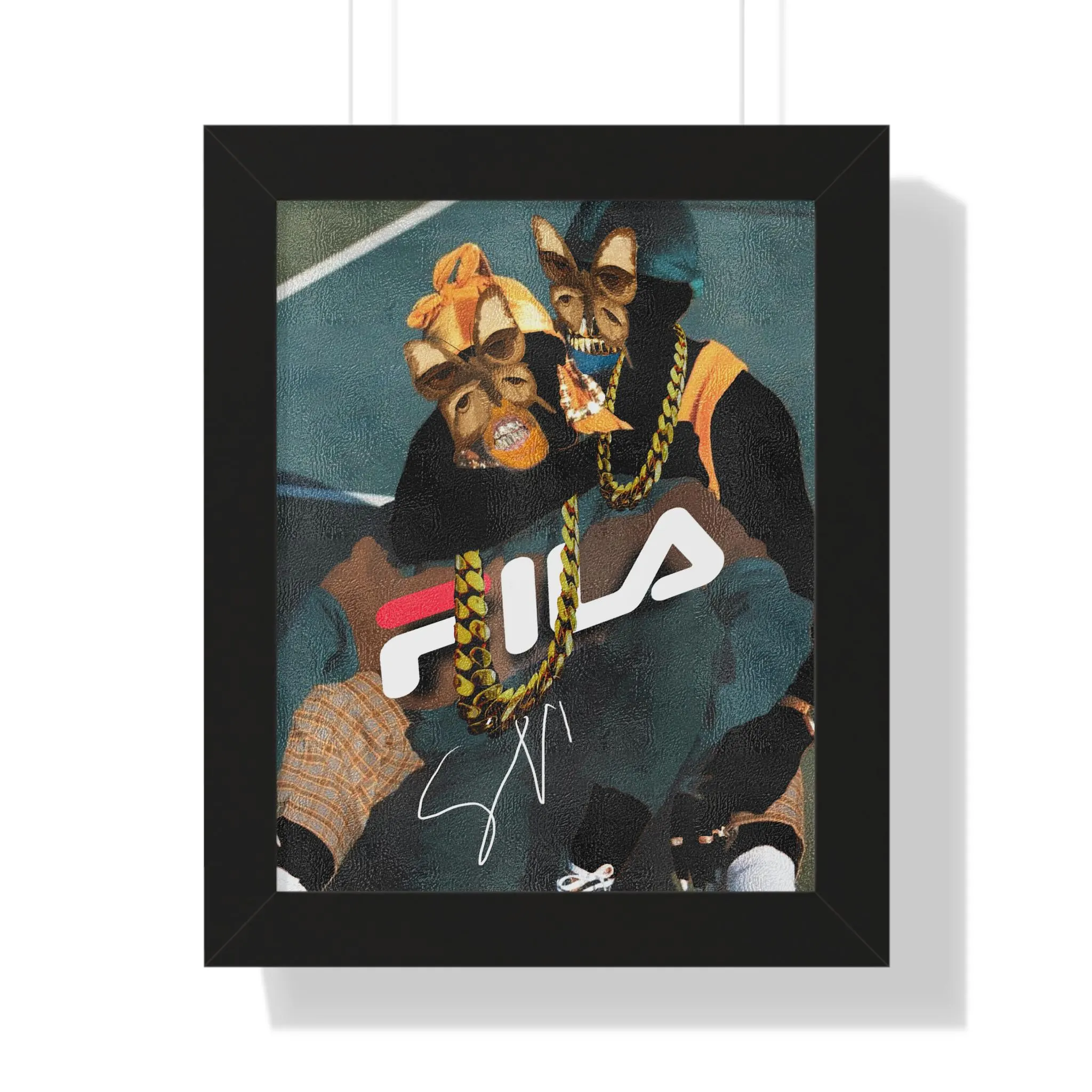 Mirror Me | Couples with Gold Chains Framed Vertical Poster | Retro Streetwear Art