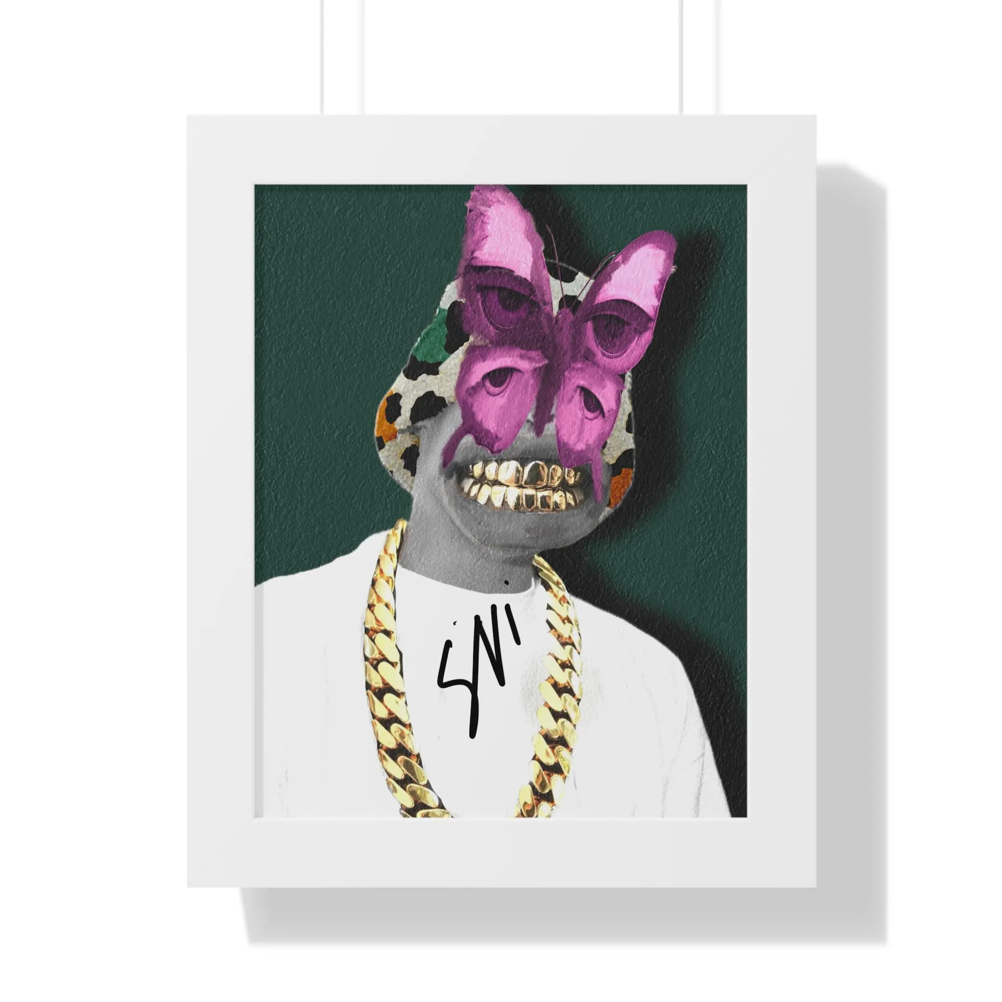 Butter & fly | Butterfly Mask Portrait Framed Vertical Poster | Pop Surreal Collage Art - image 4