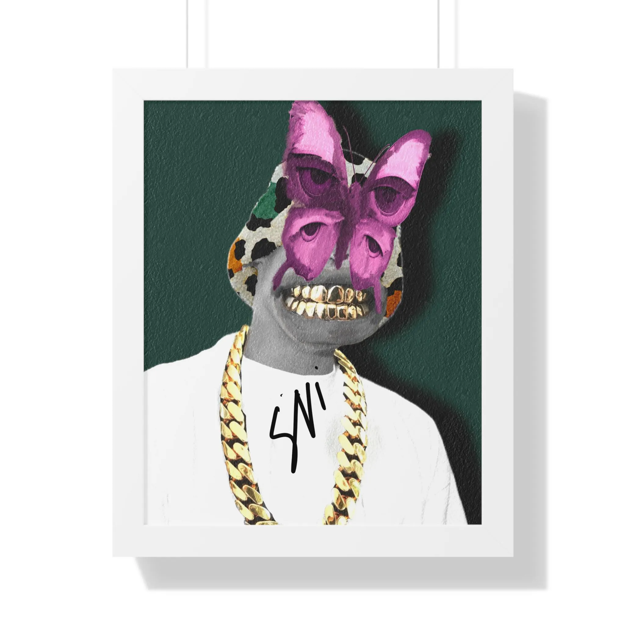 Butter & fly | Butterfly Mask Portrait Framed Vertical Poster | Pop Surreal Collage Art - image 5