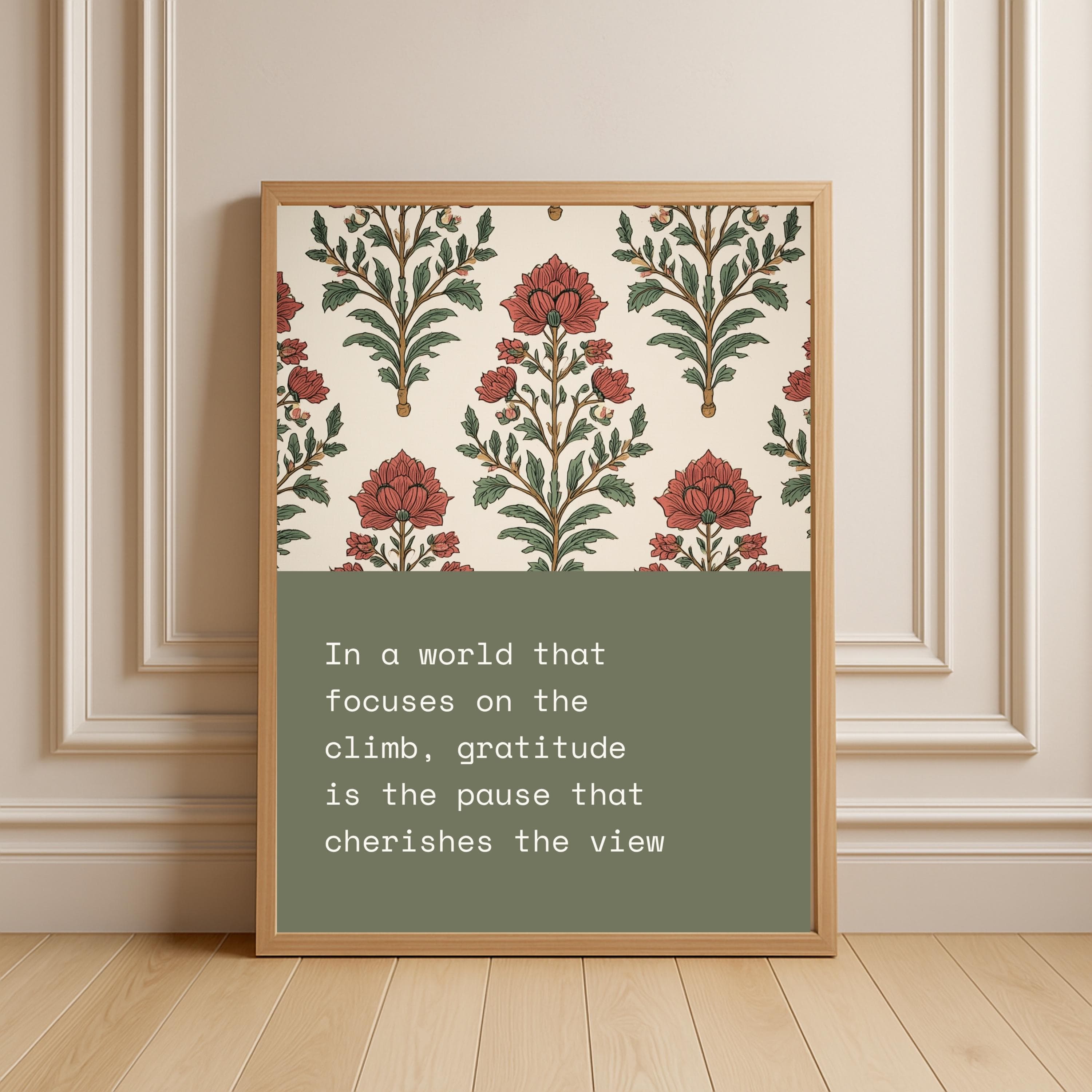 Gratitude Quote Art Print | Vintage Floral Botanical (Digital Print)