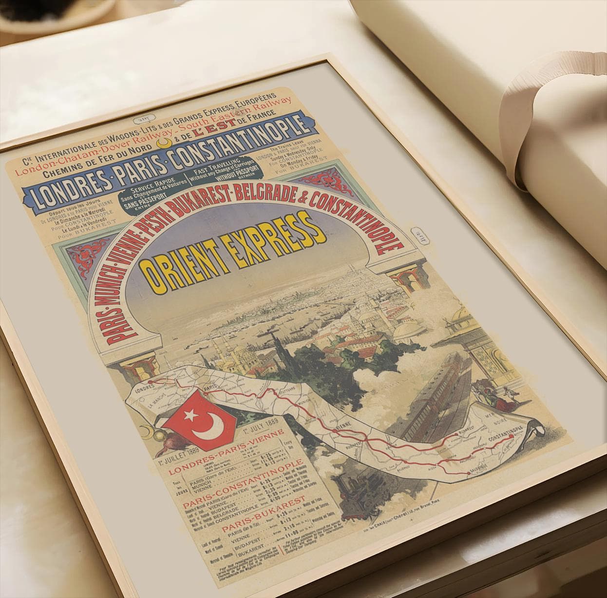 Vintage Orient Express Travel Poster: 1888 Route Art Print