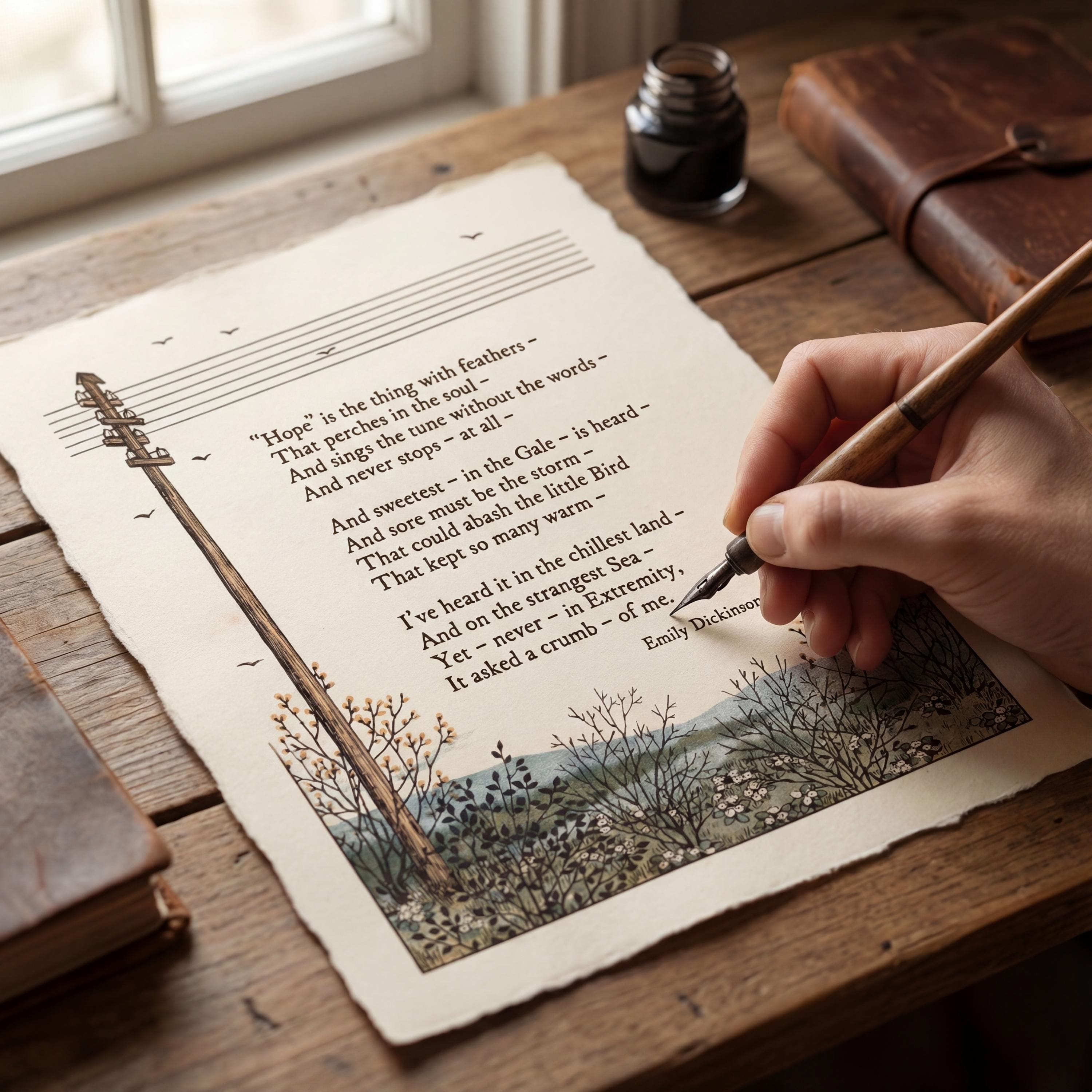 Hope Poem | Literary Wall Art | Inspirational Poetry Poster | Rustic Home Decor Gift - image 3