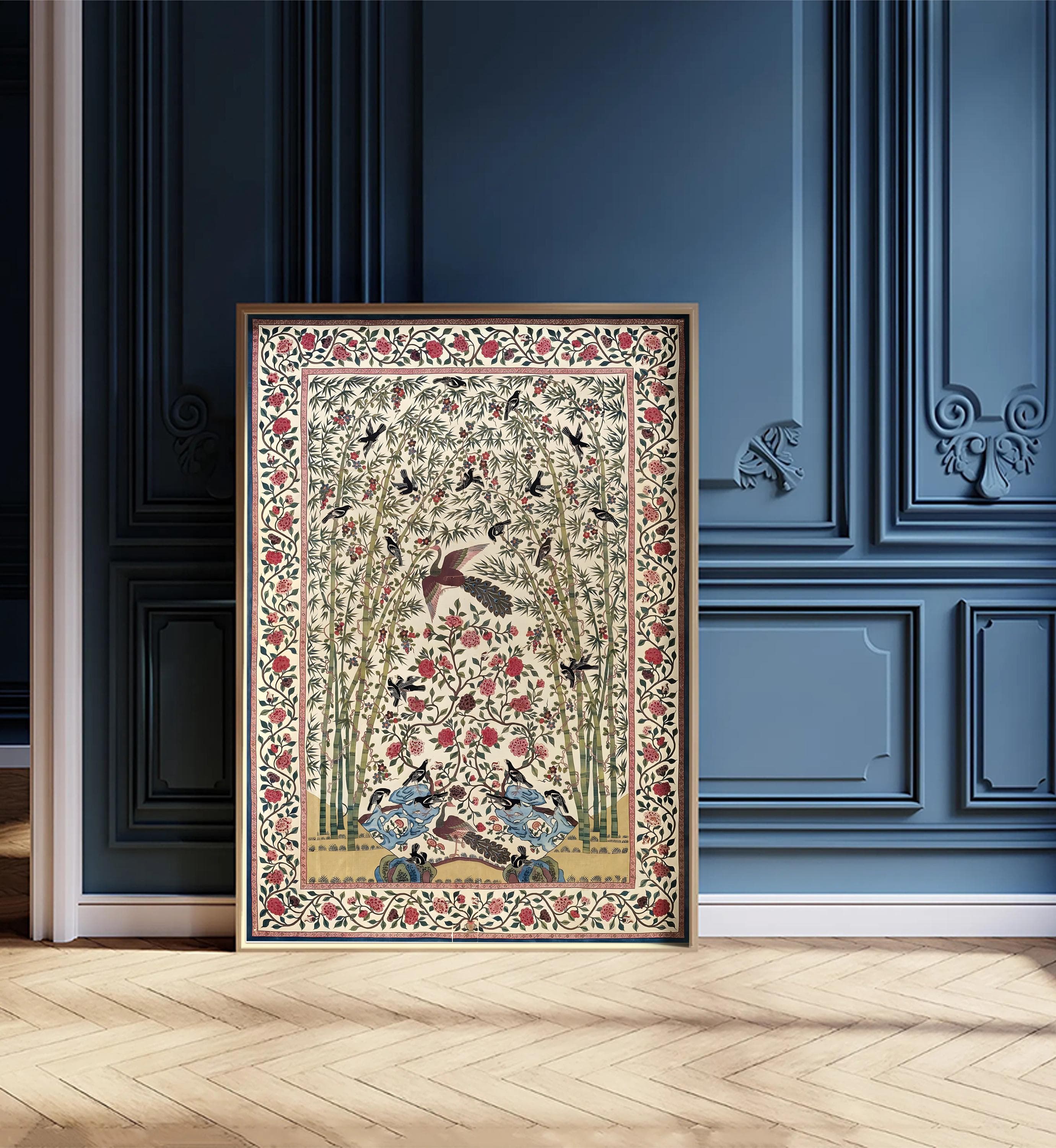Mughal Textile Art Print: Indian Palempore Floral Decor - image 4