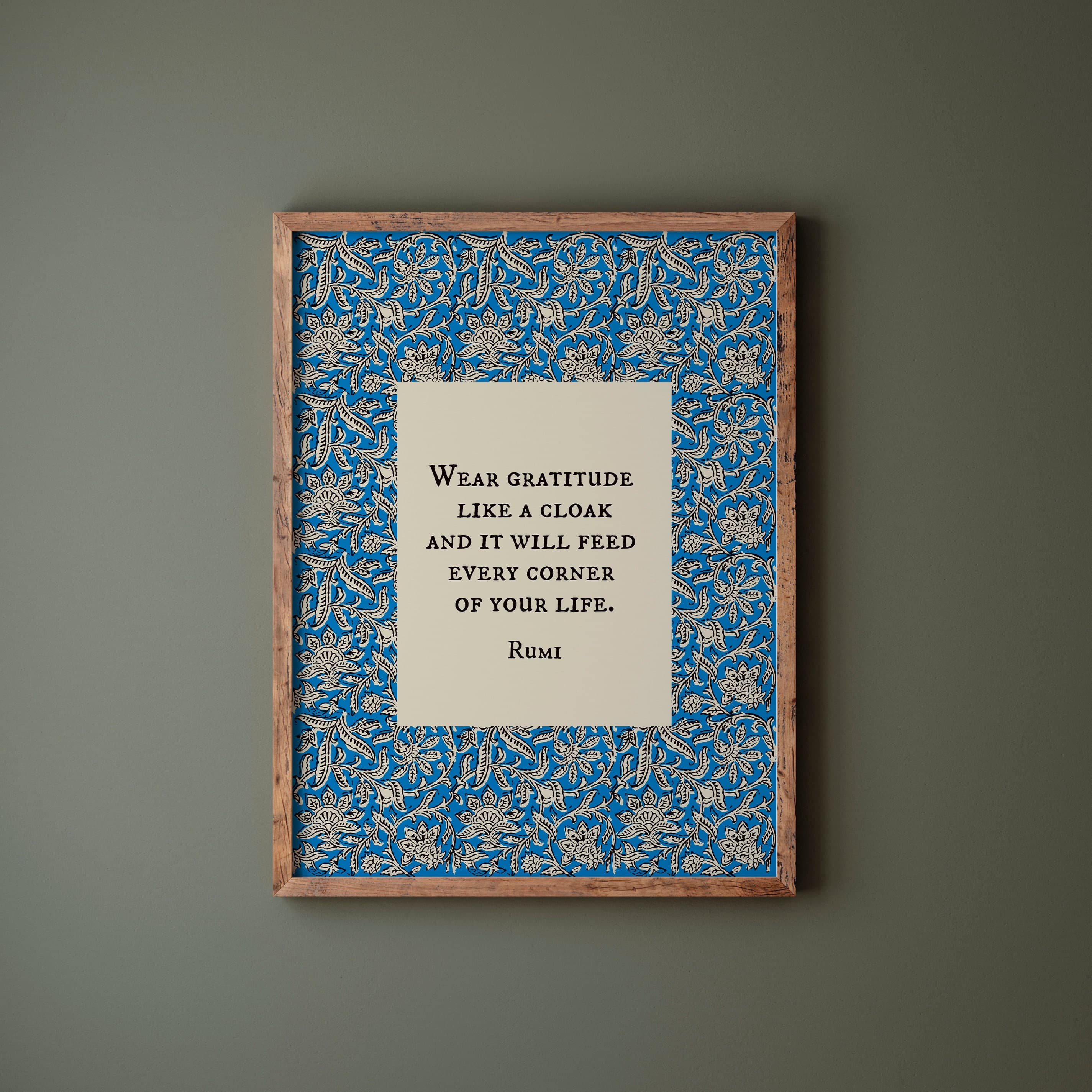 Rumi Quote Print: Boho Floral Gratitude Art