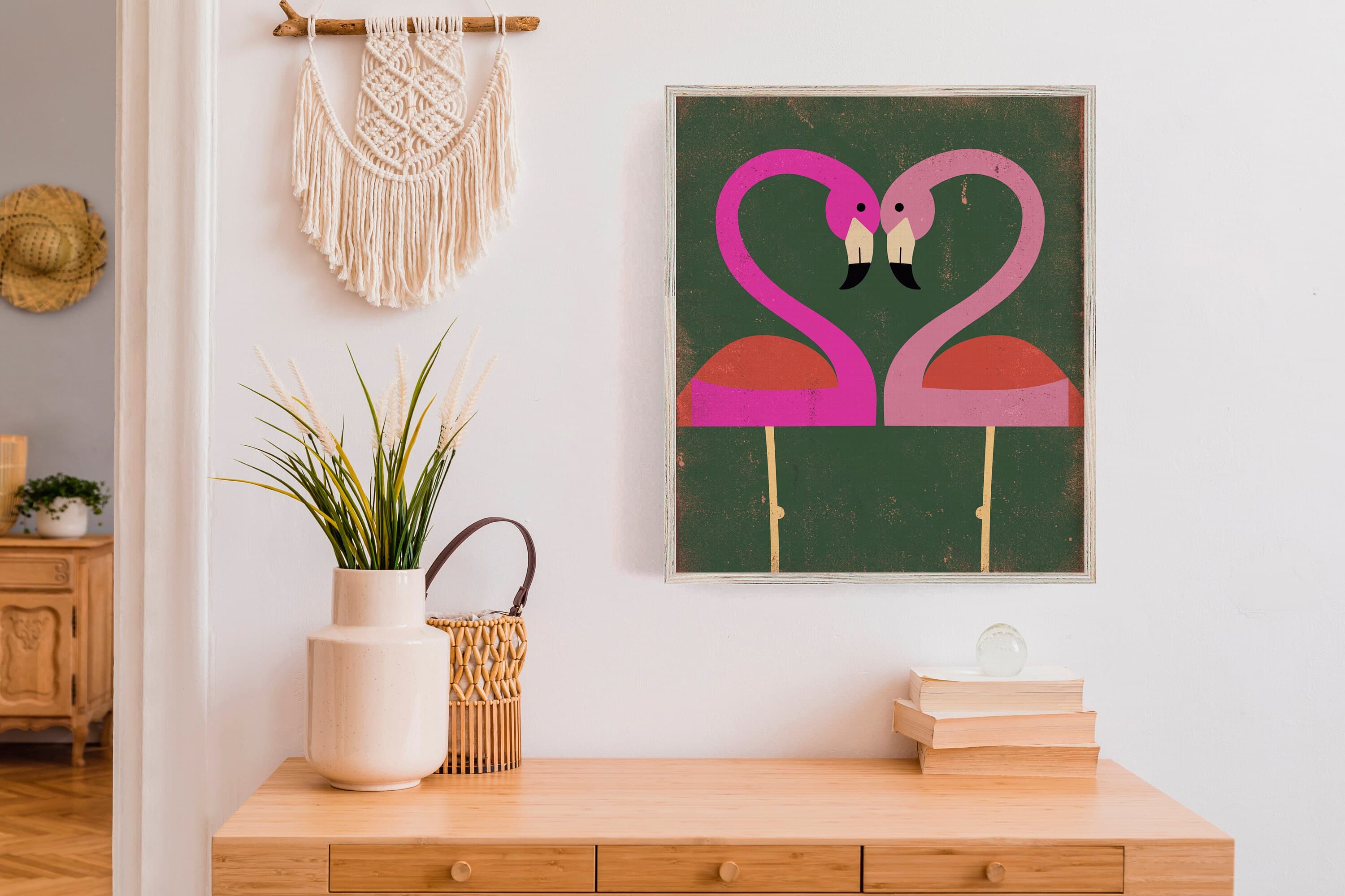 Flamingo Love Art Print: Retro Eclectic Home Decor - image 3