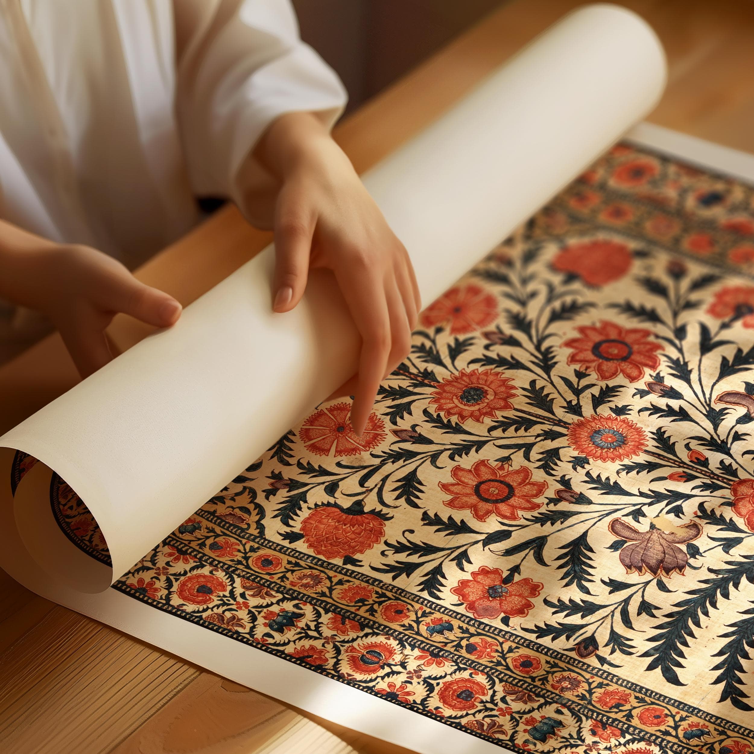 Mughal Floral Art Print: Vintage Indian Textile Wall Decor - image 3