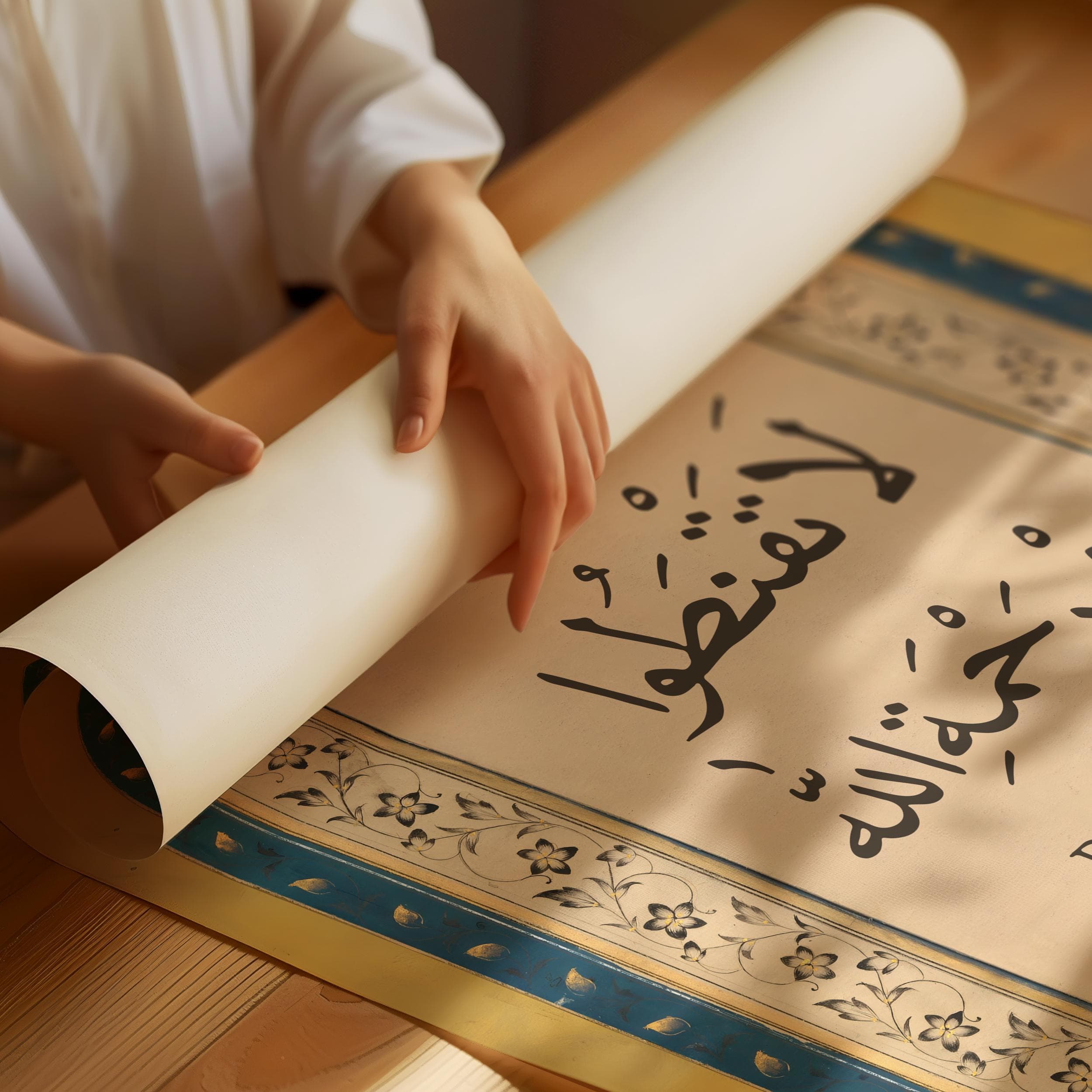 Islamic Calligraphy Art Print: Quranic Verse, Floral Border (Unframed) - image 3