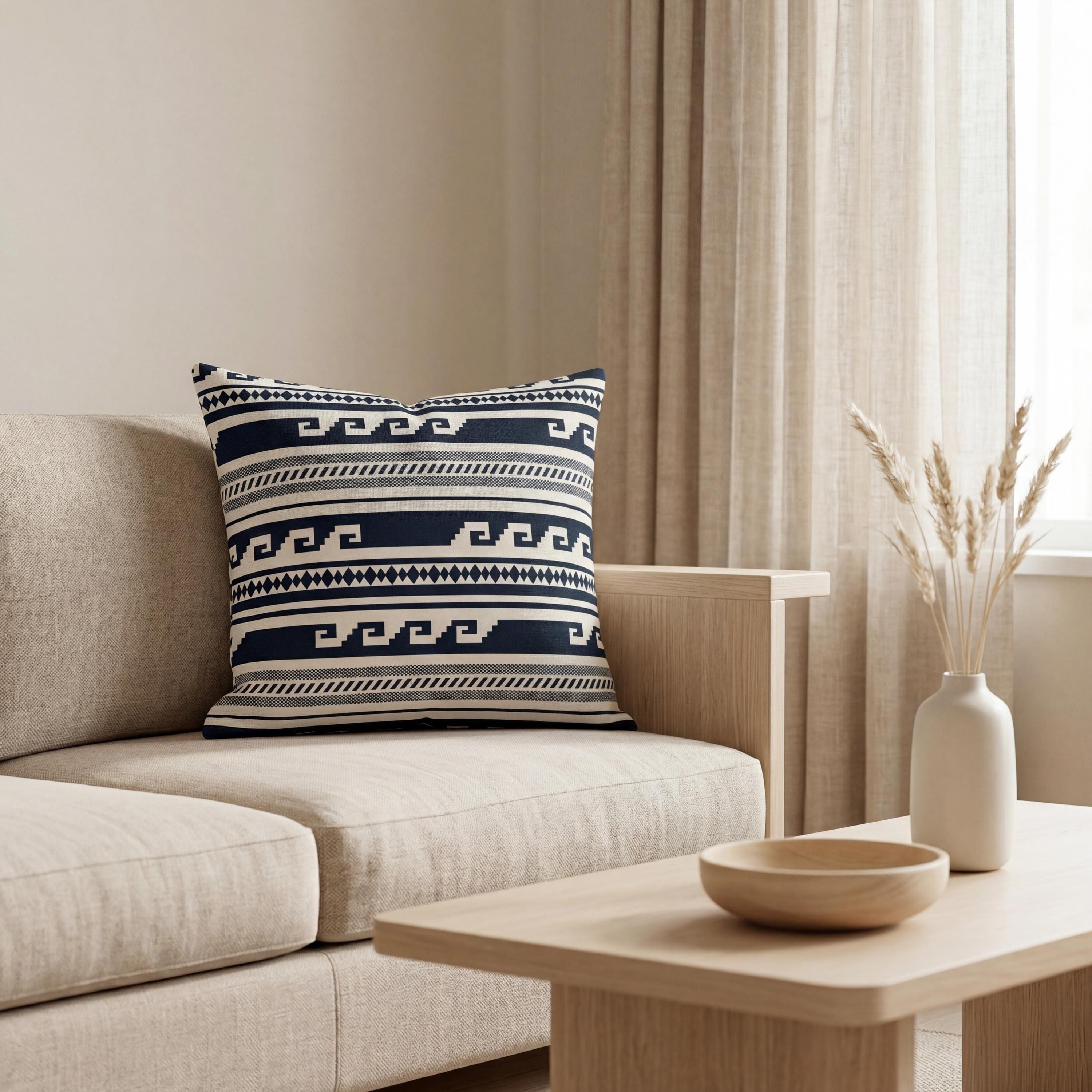 Black and Cream Cushion Cover Only, Scandinavian Pillow Cover, Geometric Stripe Cushion, Modern Sofa Decor - image 3