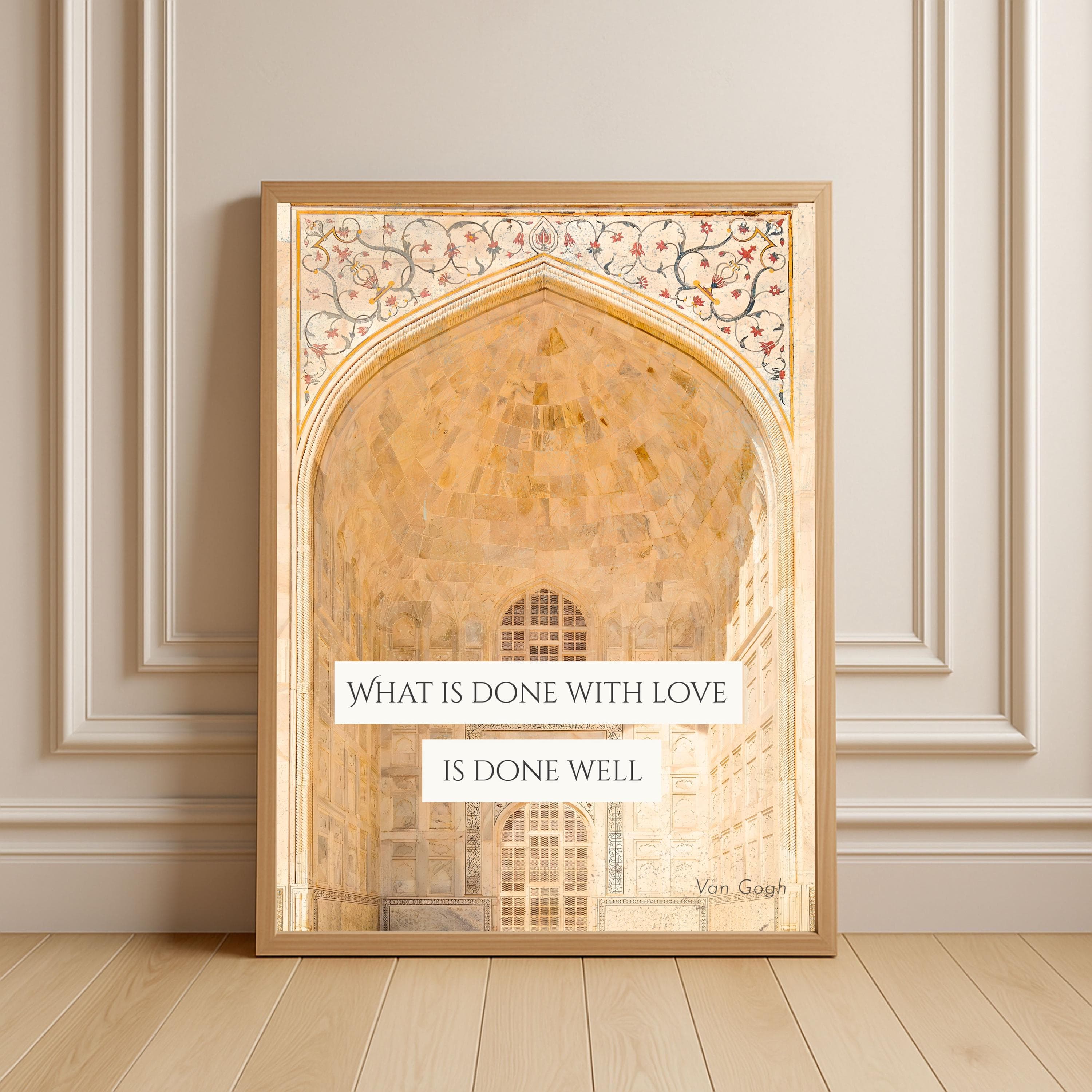 Digital Print | Van Gogh Quote | Minimalist Wall Art | Mughal Architecture | Cultural Luxe Decor